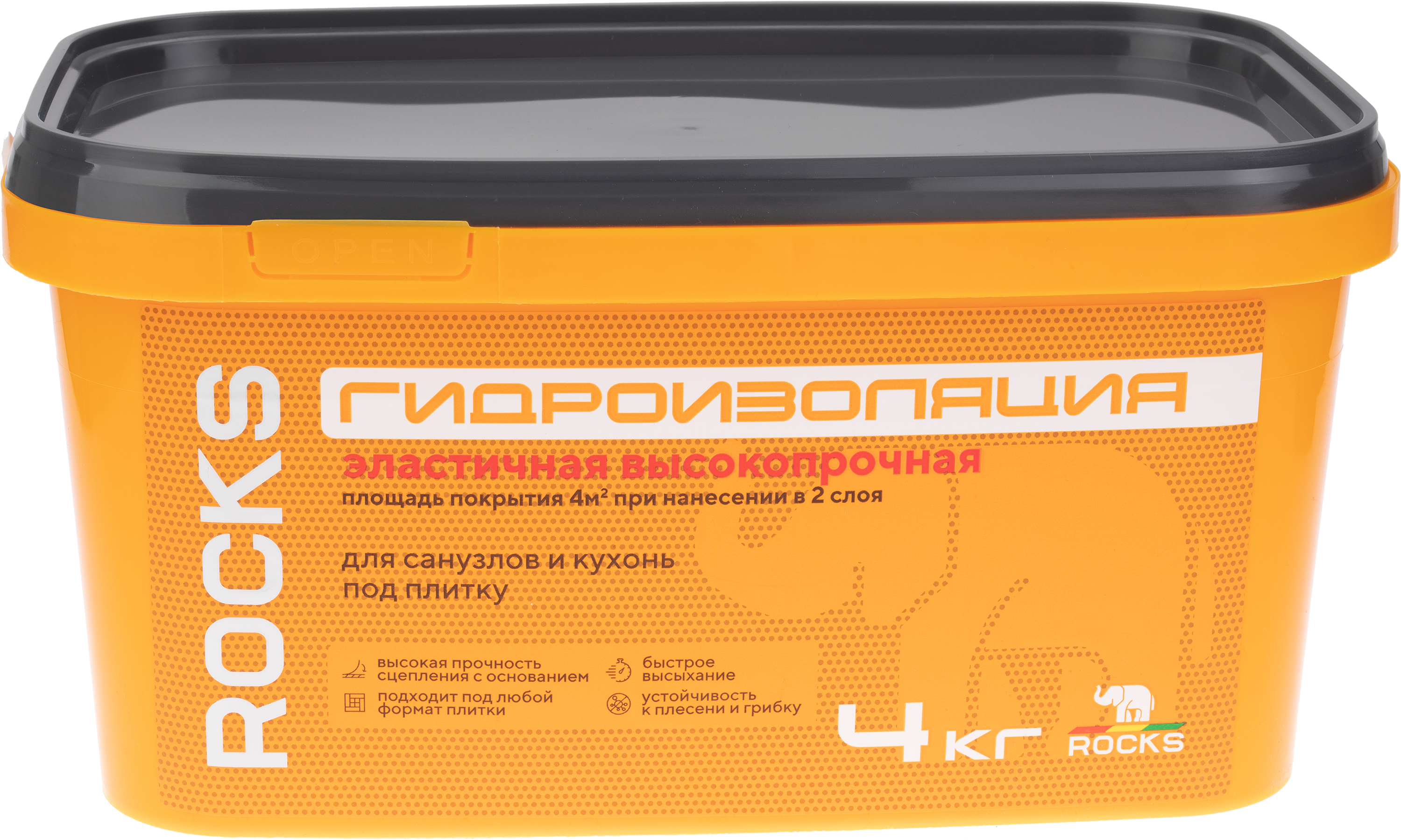 Гидроизоляция акриловая однокомпонентная Rocks 4 кг