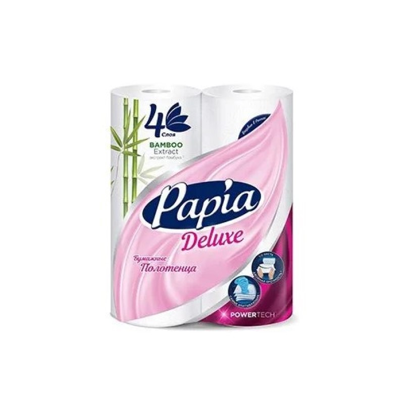 Изображение товара Бумажные полотенца Hayat Papia Deluxe белые четырёхслойные 2 шт Изображение товара Бумажные полотенца Hayat Papia Deluxe белые четырёхслойные 2 шт