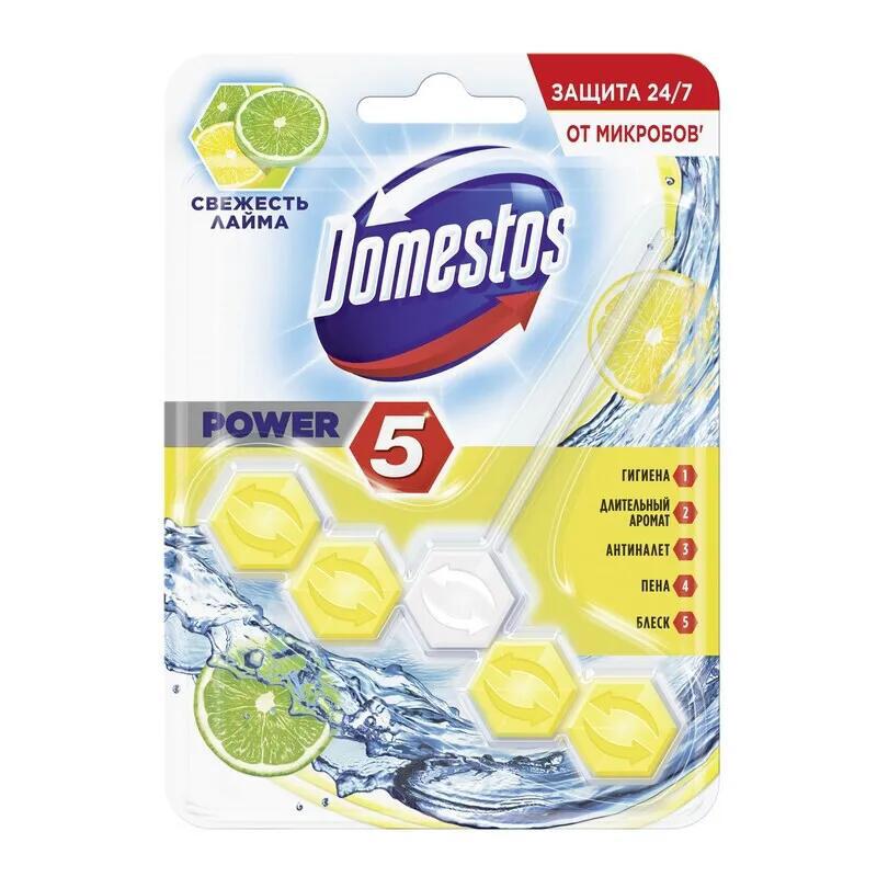 Изображение товара Блок для очищения унитаза Domestos 67217600 power 5 свежесть лайма 55г