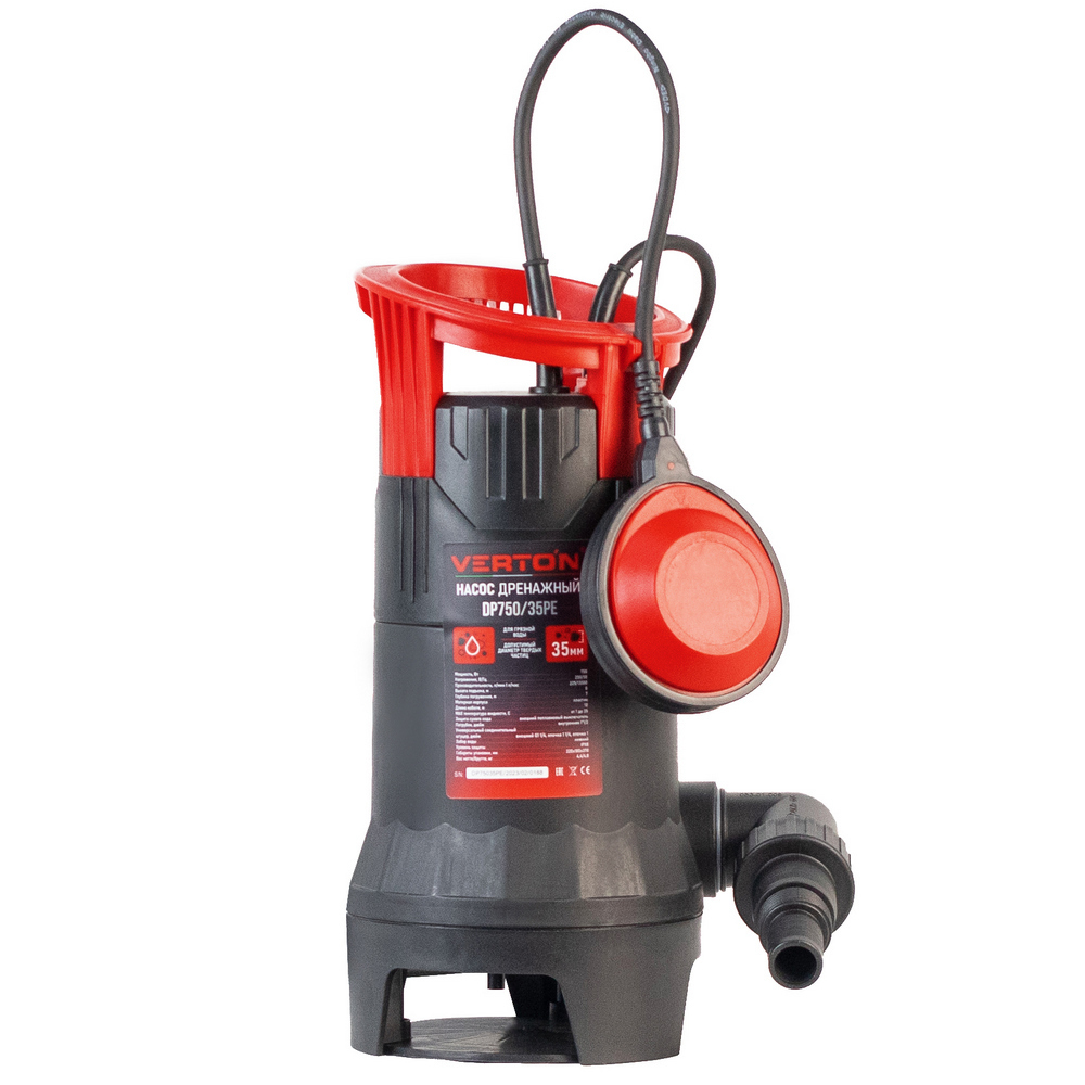 Изображение товара Насос погружной дренажный Verton Dp750/35pe грязная вода расход 13500 л/ч