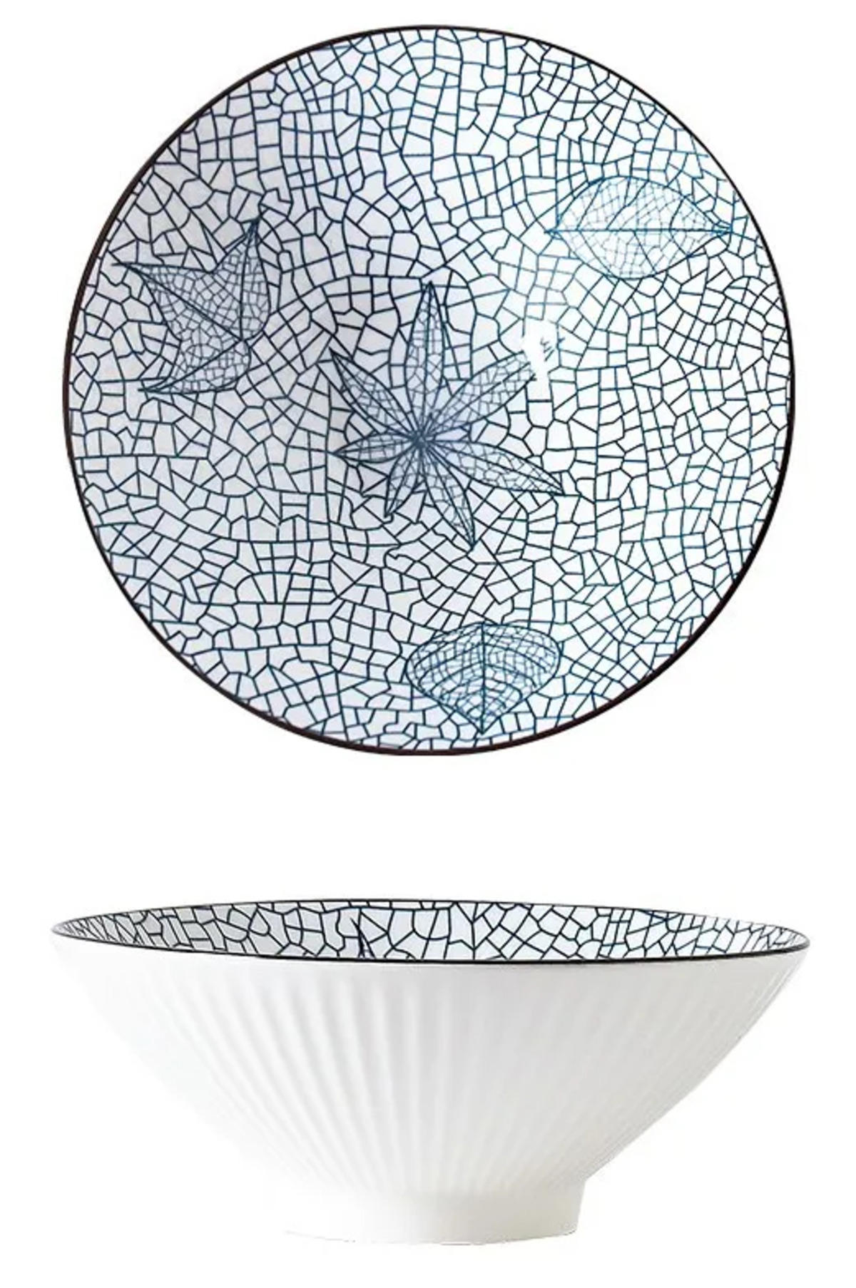 Изображение товара Тарелка Homium Japanese Collection Листочки 20x8x20 см керамика цвет белый/голубой