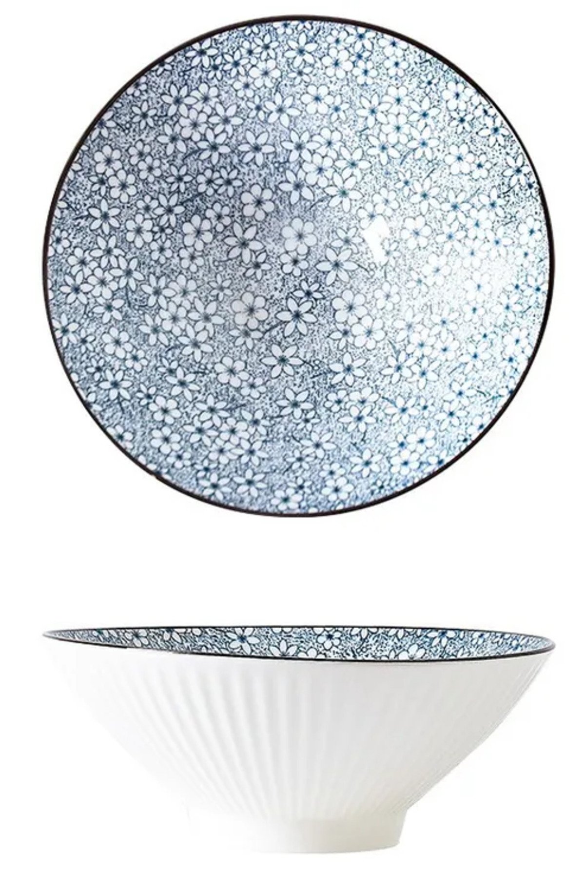 Изображение товара Тарелка Homium Japanese Collection Цветы 20x8x20 см керамика голубой и белый