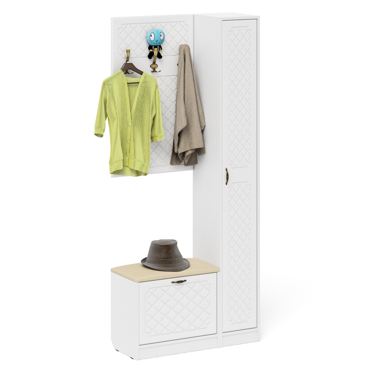 Изображение товара Обувница с вешалкой Мебельный двор 90x210 см белая