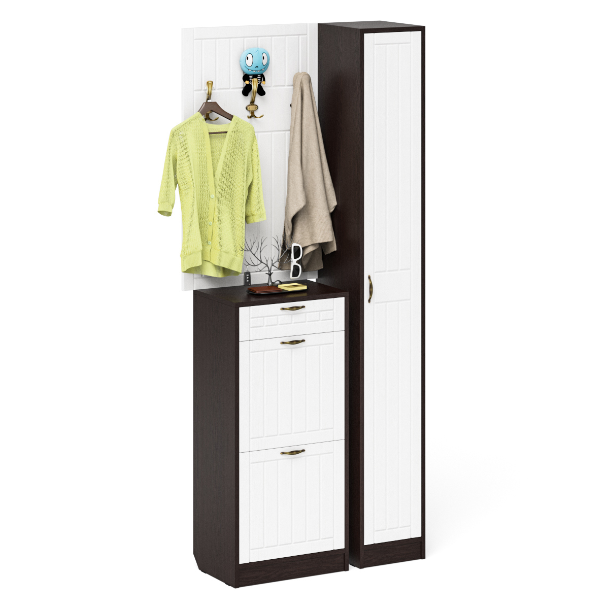 Изображение товара Шкаф для обуви Мебельный двор 90x210x35 см 5 полок ЛДСП цвет венге/белый