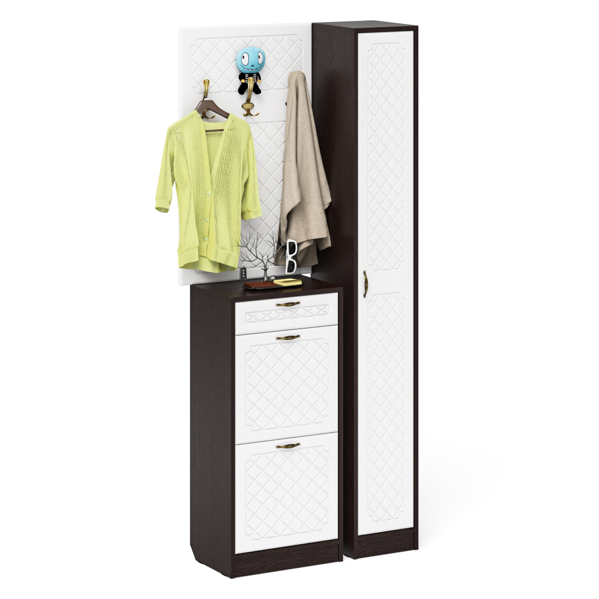 Изображение товара Шкаф для обуви Мебельный двор 90x210x35 см с 5 полками и вешалкой