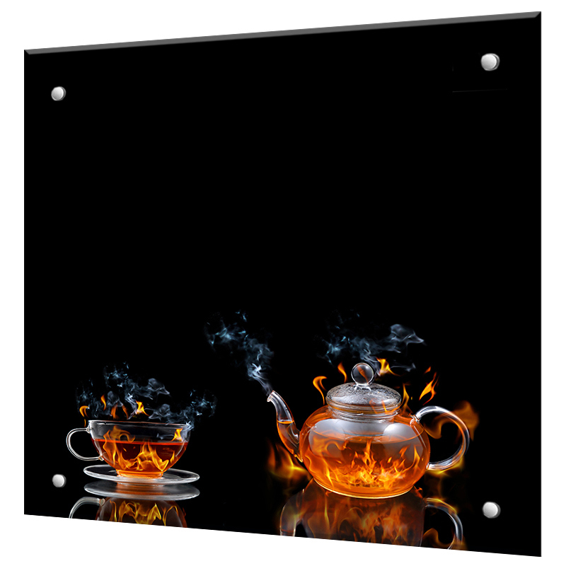 Изображение товара Стеновая панель Borntoprint Огненный сервиз закаленное стекло 90x60 см