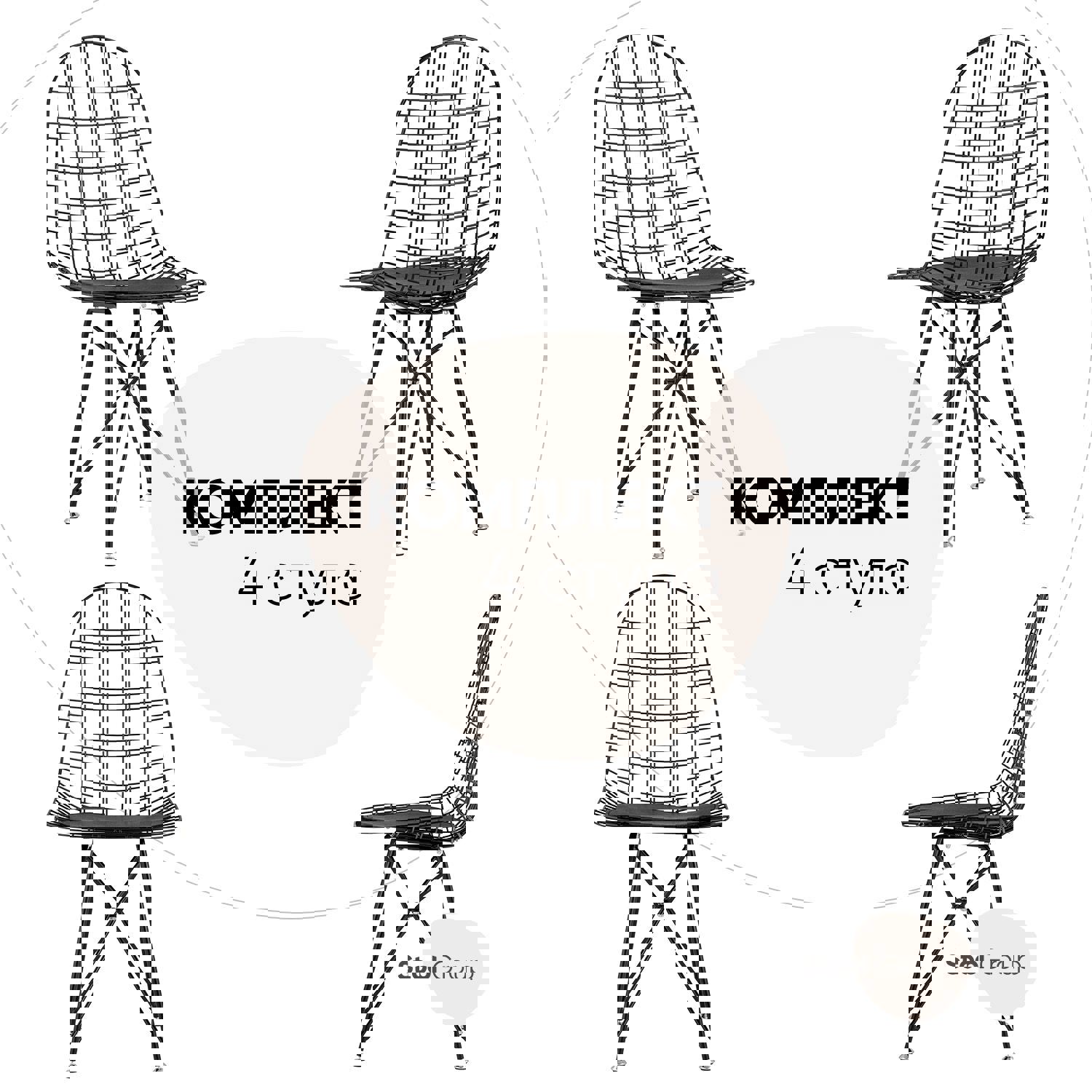 Изображение товара Кухонный стул Eiffel с металлическими ножками и экокожей черный современный дизайн