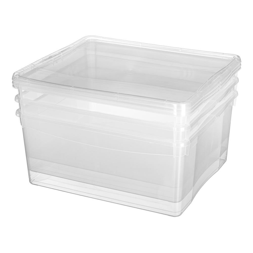 Изображение товара Комплект ящиков 3 шт Econova Кристалл 40x33.5x17 см полипропилен цвет прозрачный