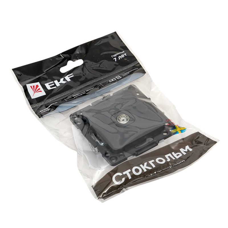 Изображение товара Розетка встраиваемая Ekf Стокгольм EZA00-227-10 с заземлением цвет черный