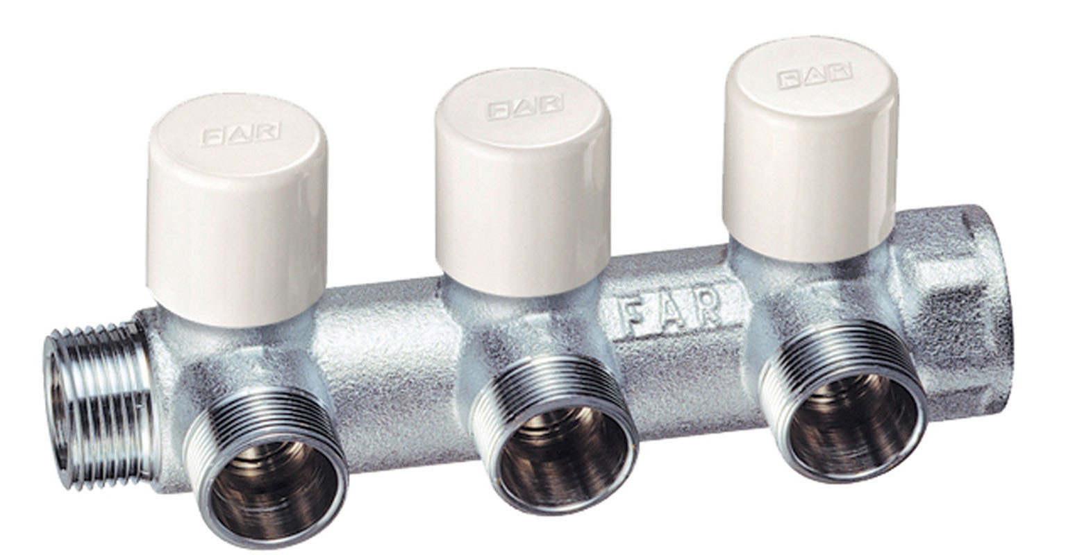 Изображение товара Коллектор Far на 3 выхода 3/4"x1/2" евроконус латунь