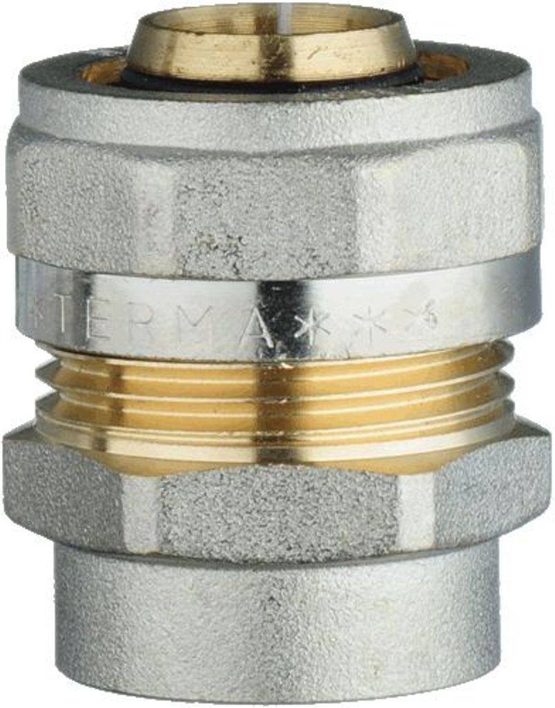 Изображение товара Мутра комбинированная латунная 3/4x26 мм ВР с никелированным покрытием Терма