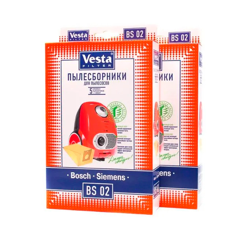 Изображение товара Мешки-пылесборники для пылесоса Vesta filter BS02 бумажные 2 упаковки 10 штук и 2 фильтра Изображение товара Мешки-пылесборники для пылесоса Vesta filter BS02 бумажные 2 упаковки 10 штук и 2 фильтра
