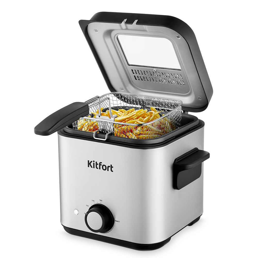 Изображение товара Электрическая фритюрница Kitfort КТ-4075 900 Вт 3.40 л цвет серебристый