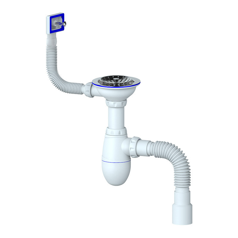 Изображение товара Сифон Unicorn 3 1/2x40 B425P с прямоугольным переливом с гофрой 40x40x50