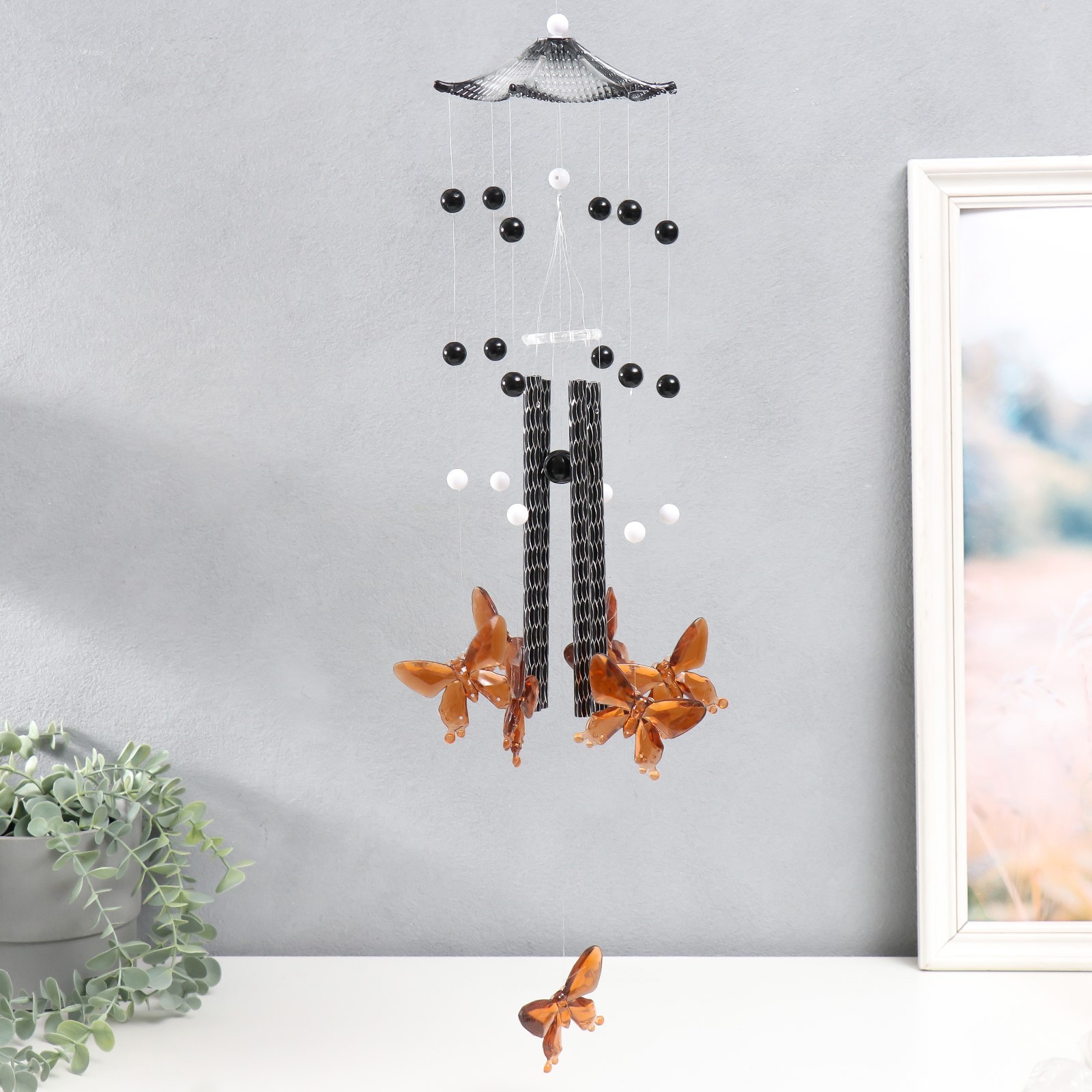 Изображение товара Музыка ветра Бабочки 4 трубочки 59 см — декоративный оберег