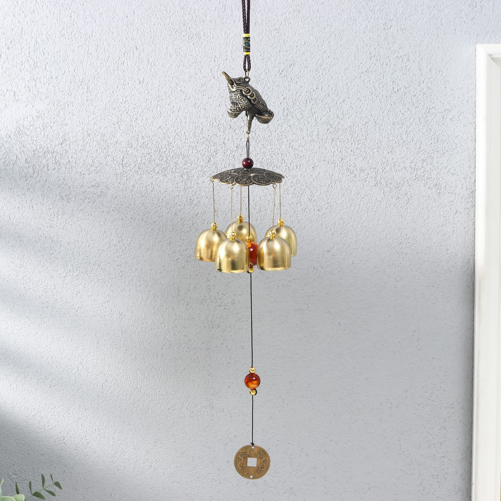 Изображение товара Музыка ветра Денежная жаба на монетках 5 колокольчиков 41x6 см