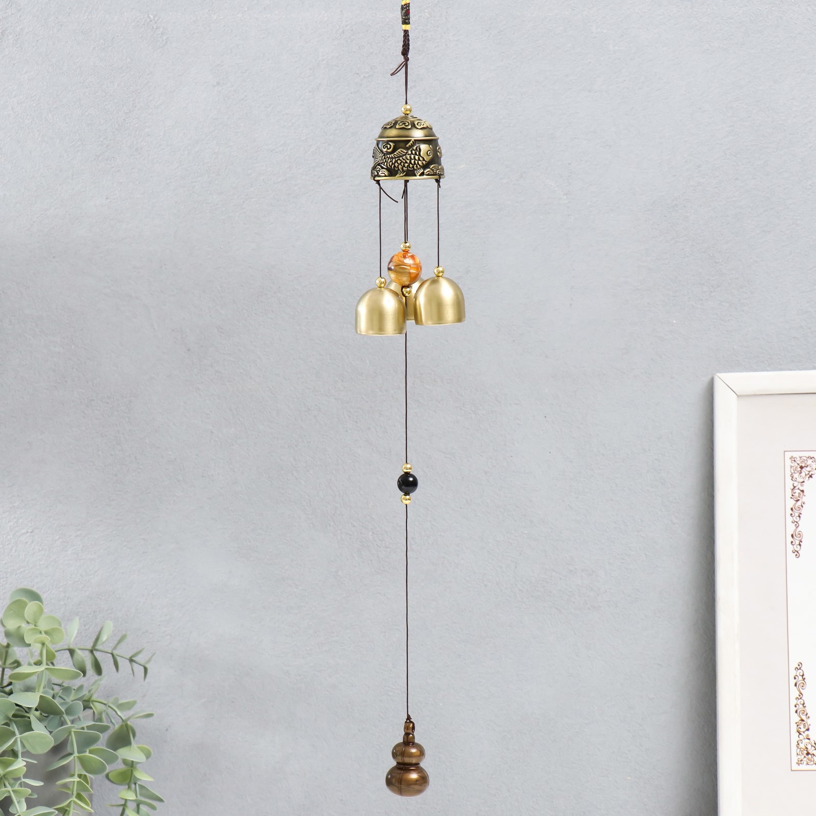 Изображение товара Декоративный предмет SIMALAND Горлянка 3 колокольчика 1 фигурка 46 см