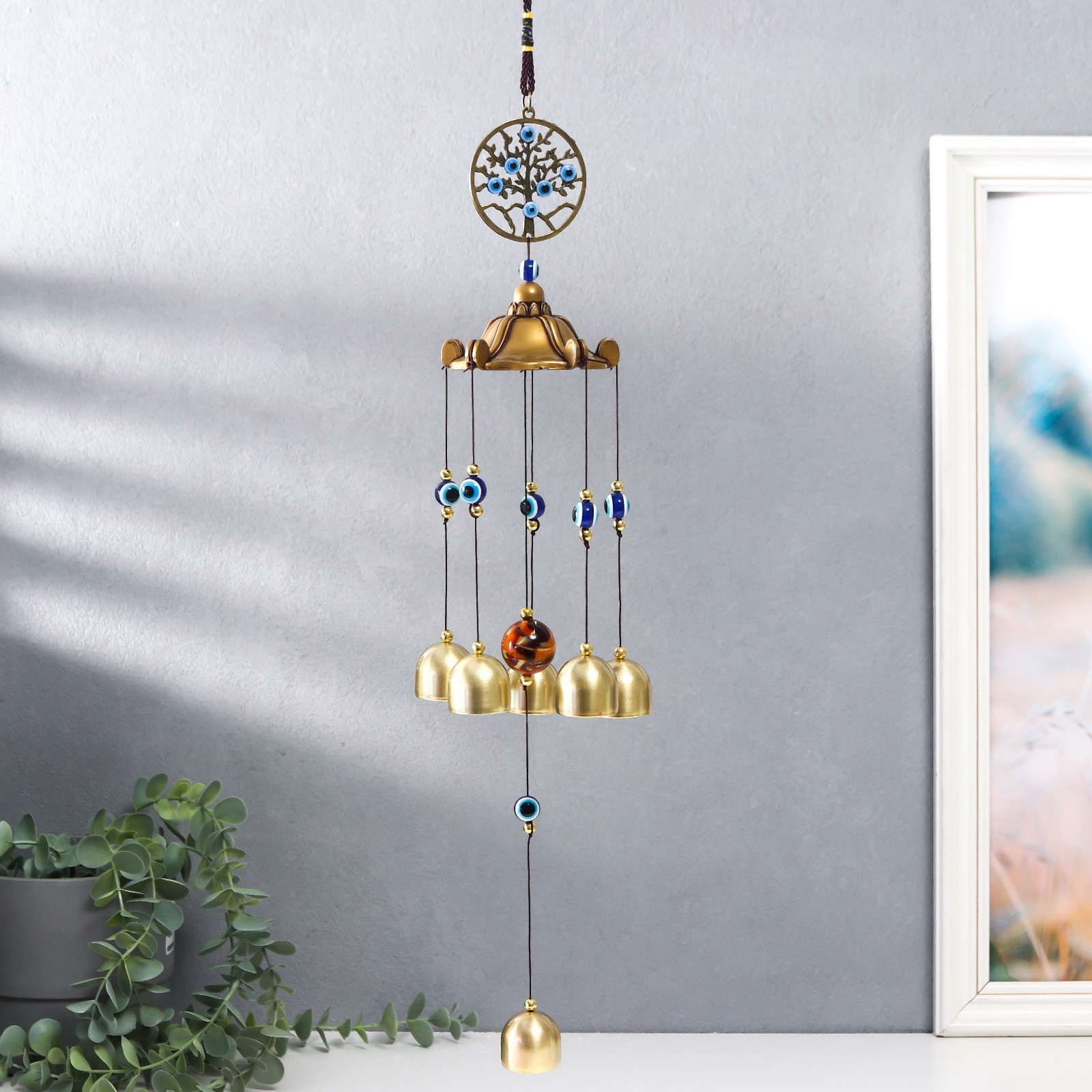 Изображение товара Декоративный предмет SIMALAND Дерево жизни 6 колокольчиков 45x8x8 см