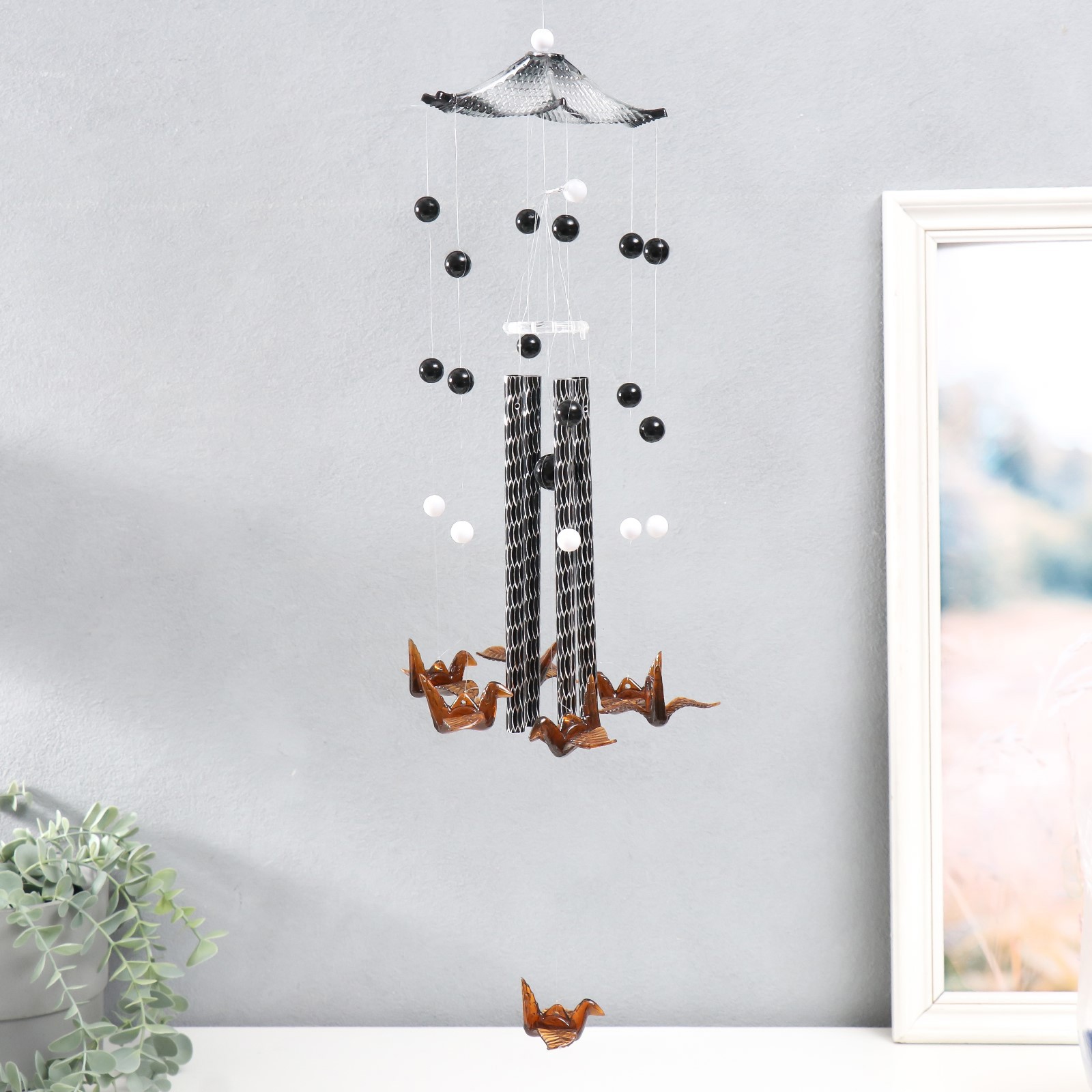 Изображение товара Музыка ветра Журавлики 4 трубки 59 см — декоративный талисман