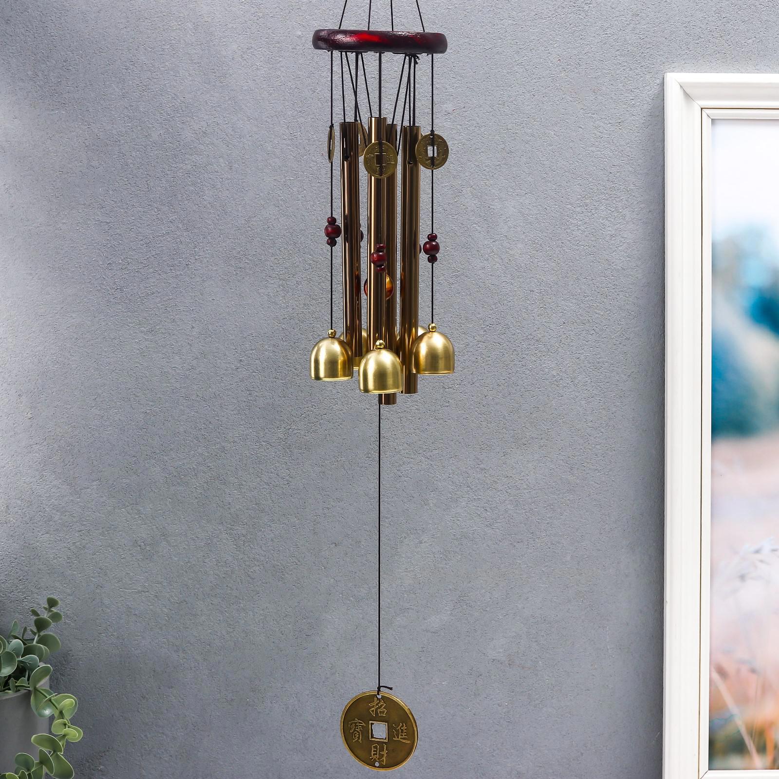 Изображение товара Музыка ветра "Монета" 4 трубки 5 колокольчиков 60x8.3 см