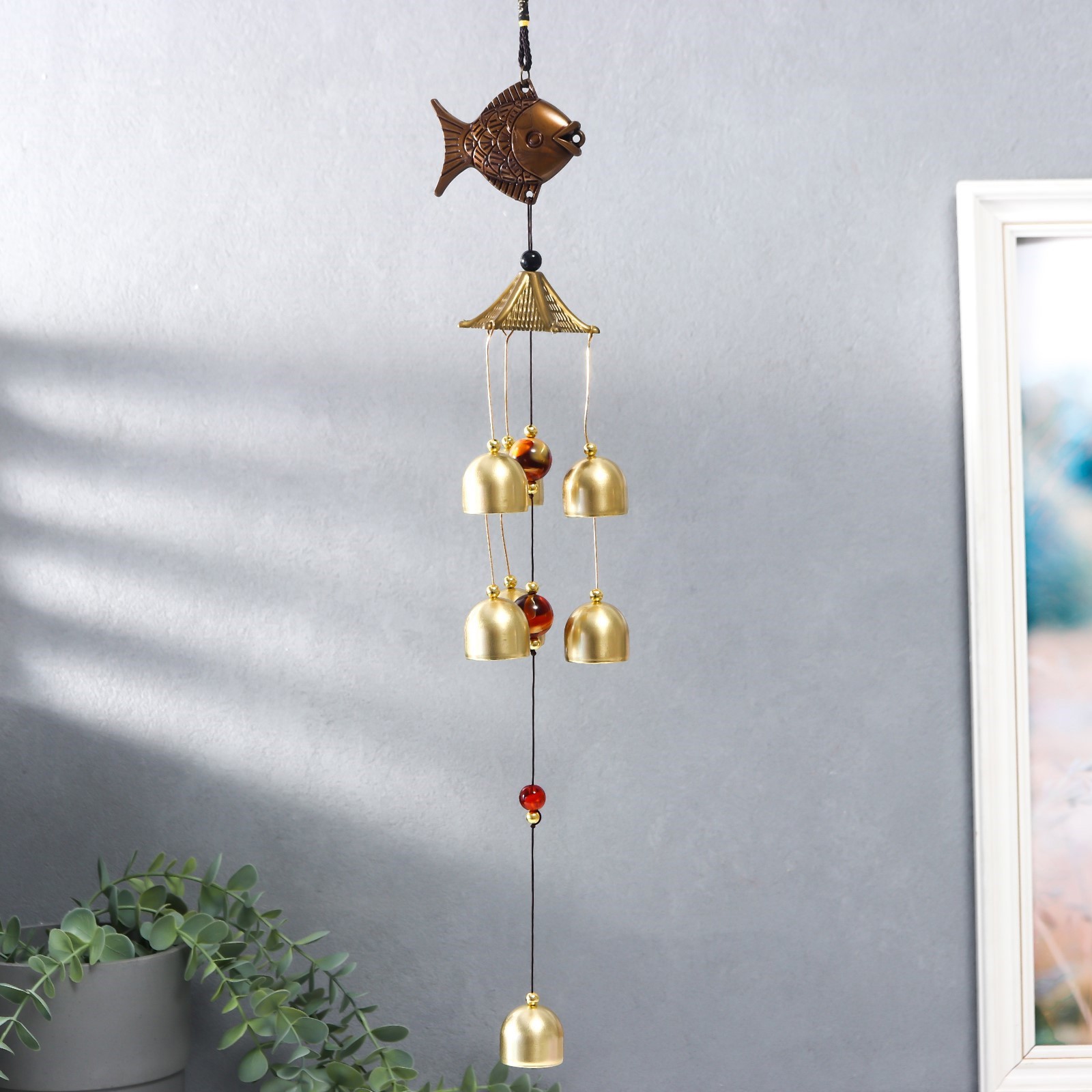 Изображение товара Музыка ветра "Рыбка" 7 колокольчиков 37x6.5x6 см