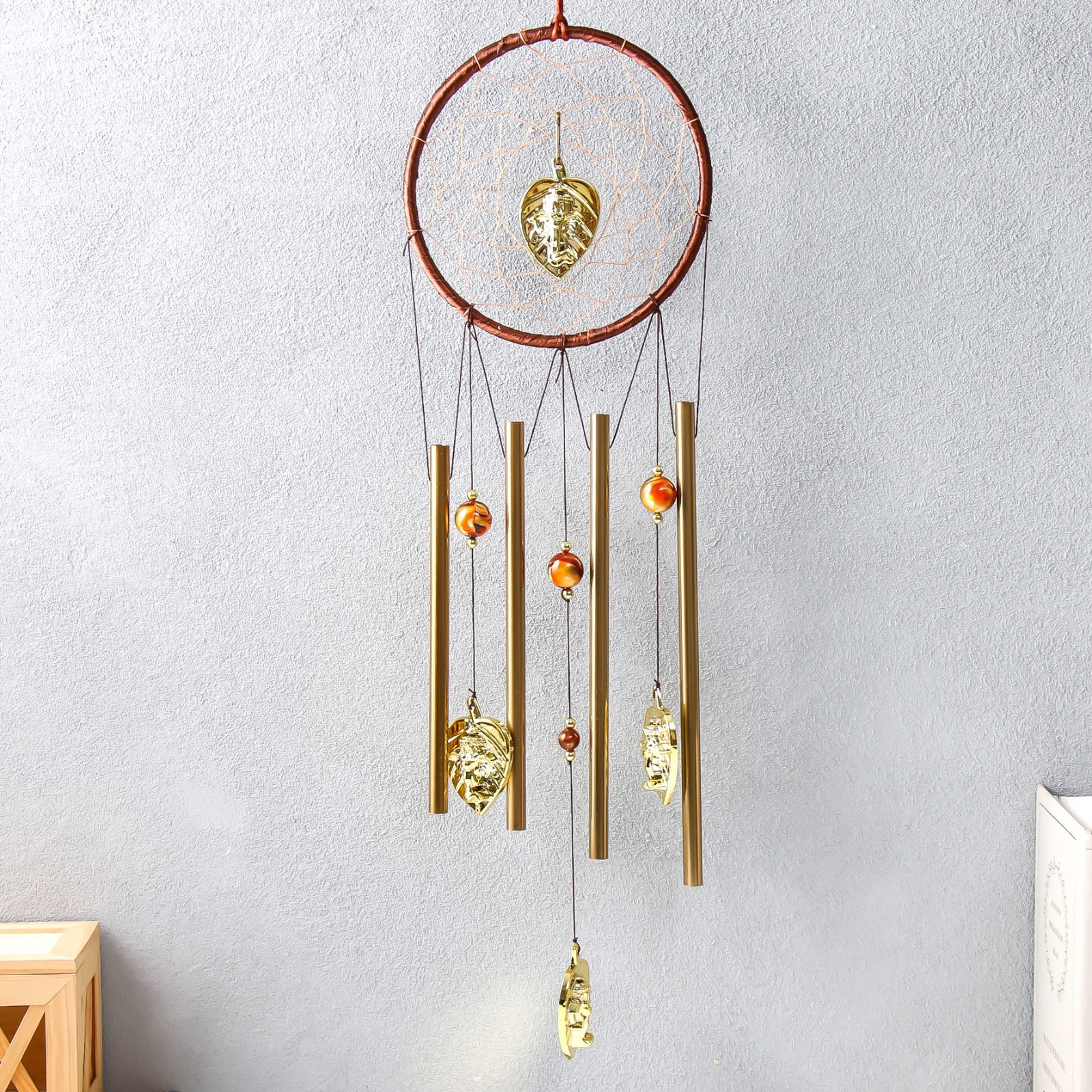 Изображение товара Музыка ветра с ловцом снов Ганеша в круге 4 трубки 52 см