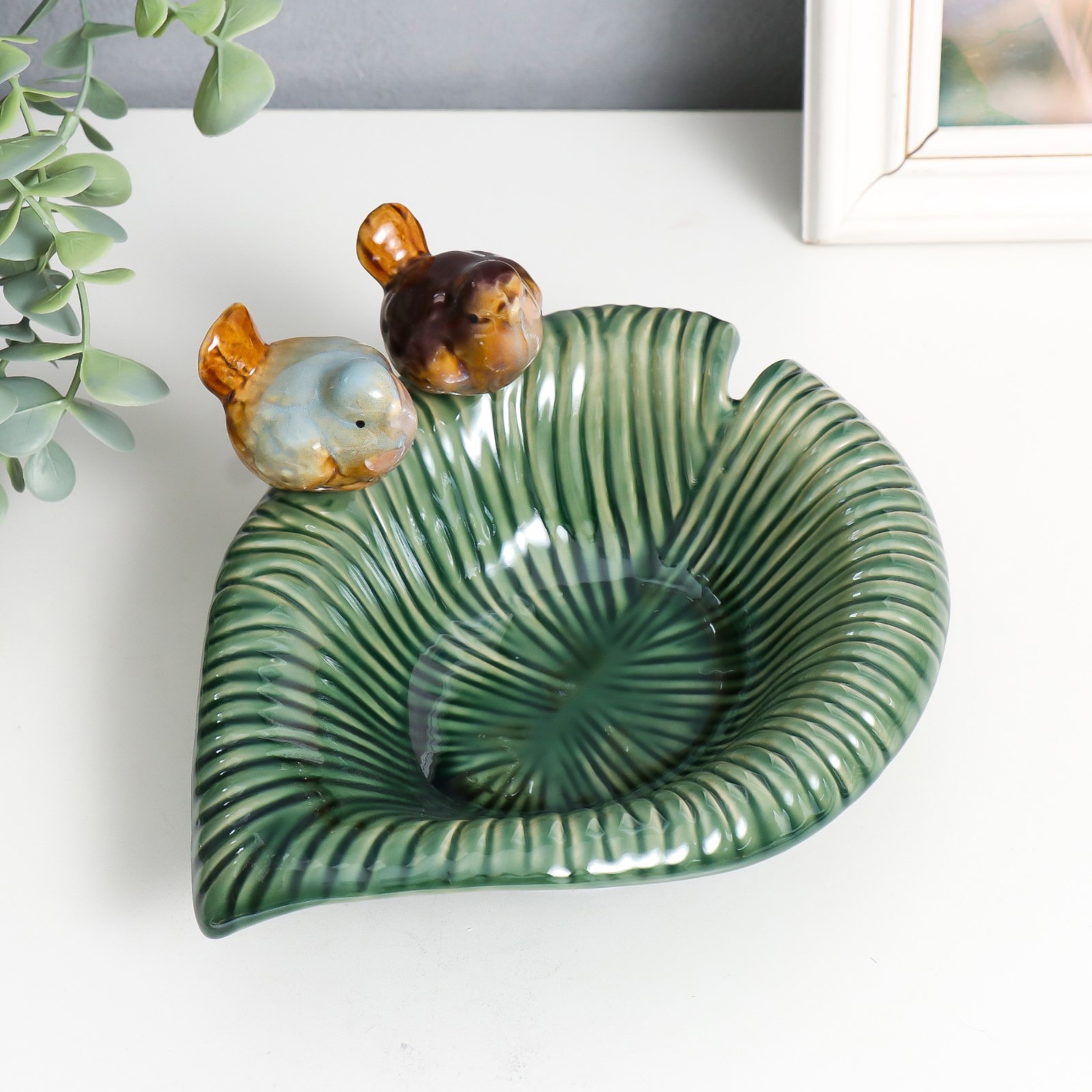 Изображение товара Подставка интерьерная «Птички на зелёном листе» 21x17x8 см