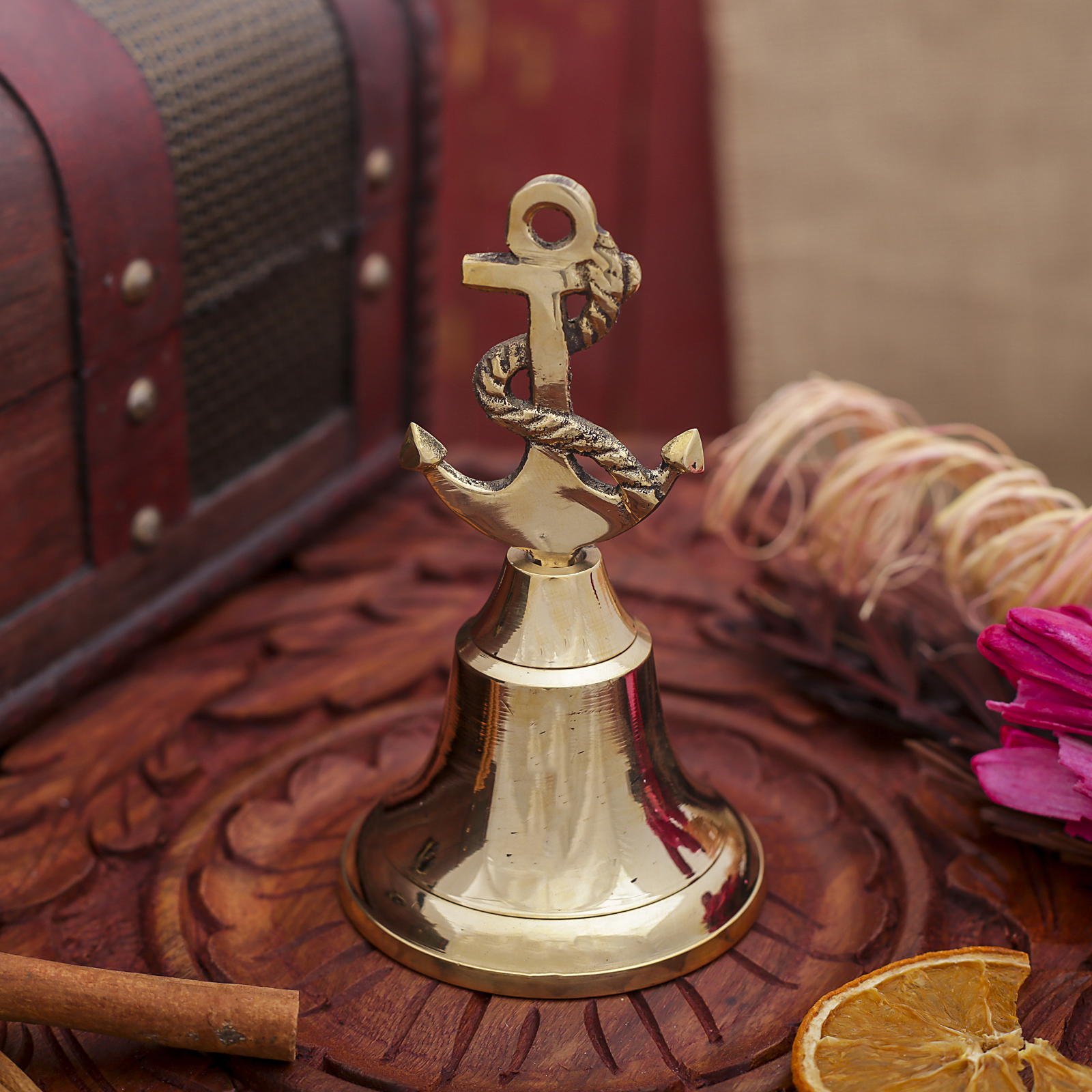 Изображение товара Колокольчик декоративный "Якорь" с канатом 7x12 см