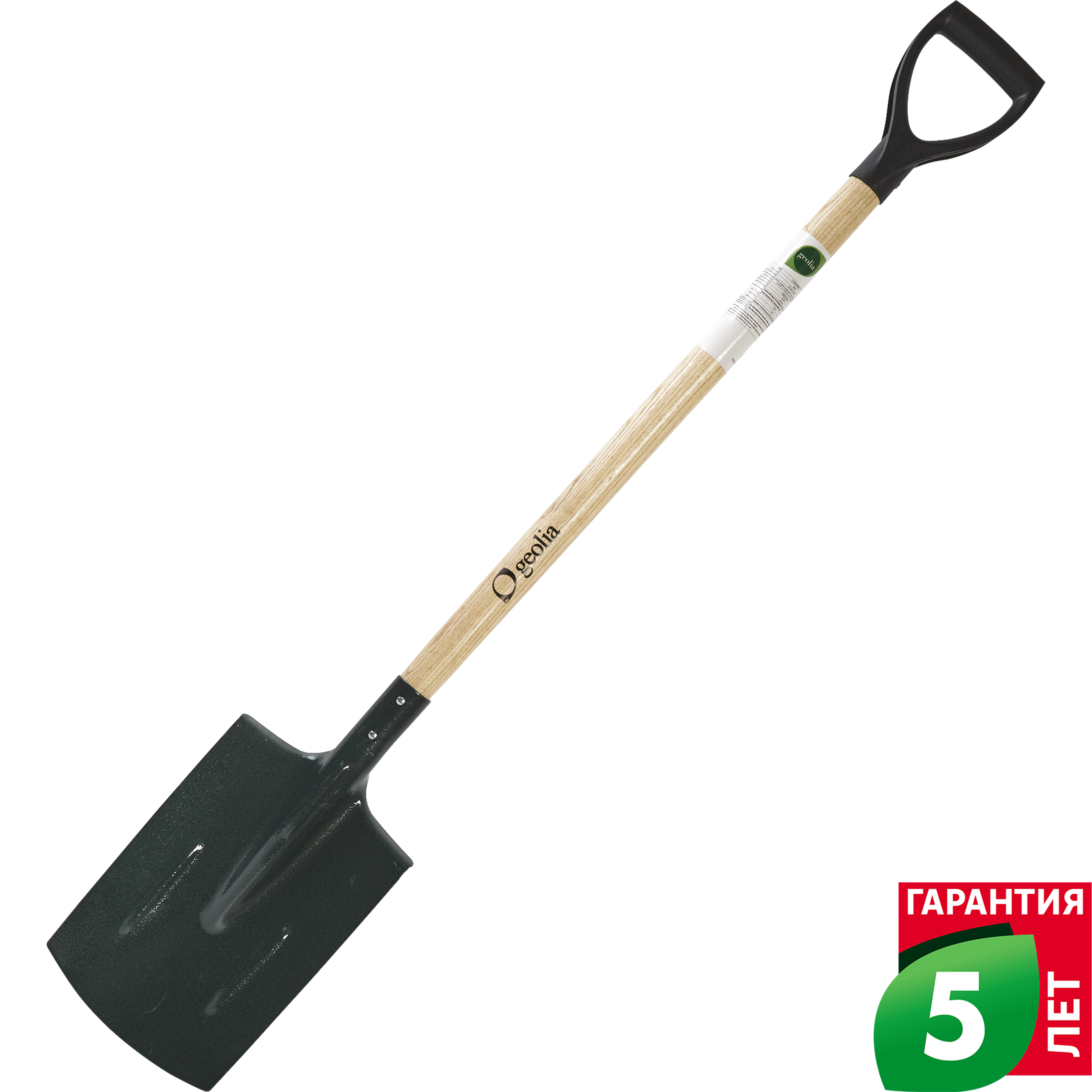 Изображение товара Лопата штыковая прямоугольная Geolia 116 см сталь с черенком Изображение товара Лопата штыковая прямоугольная Geolia 116 см сталь с черенком