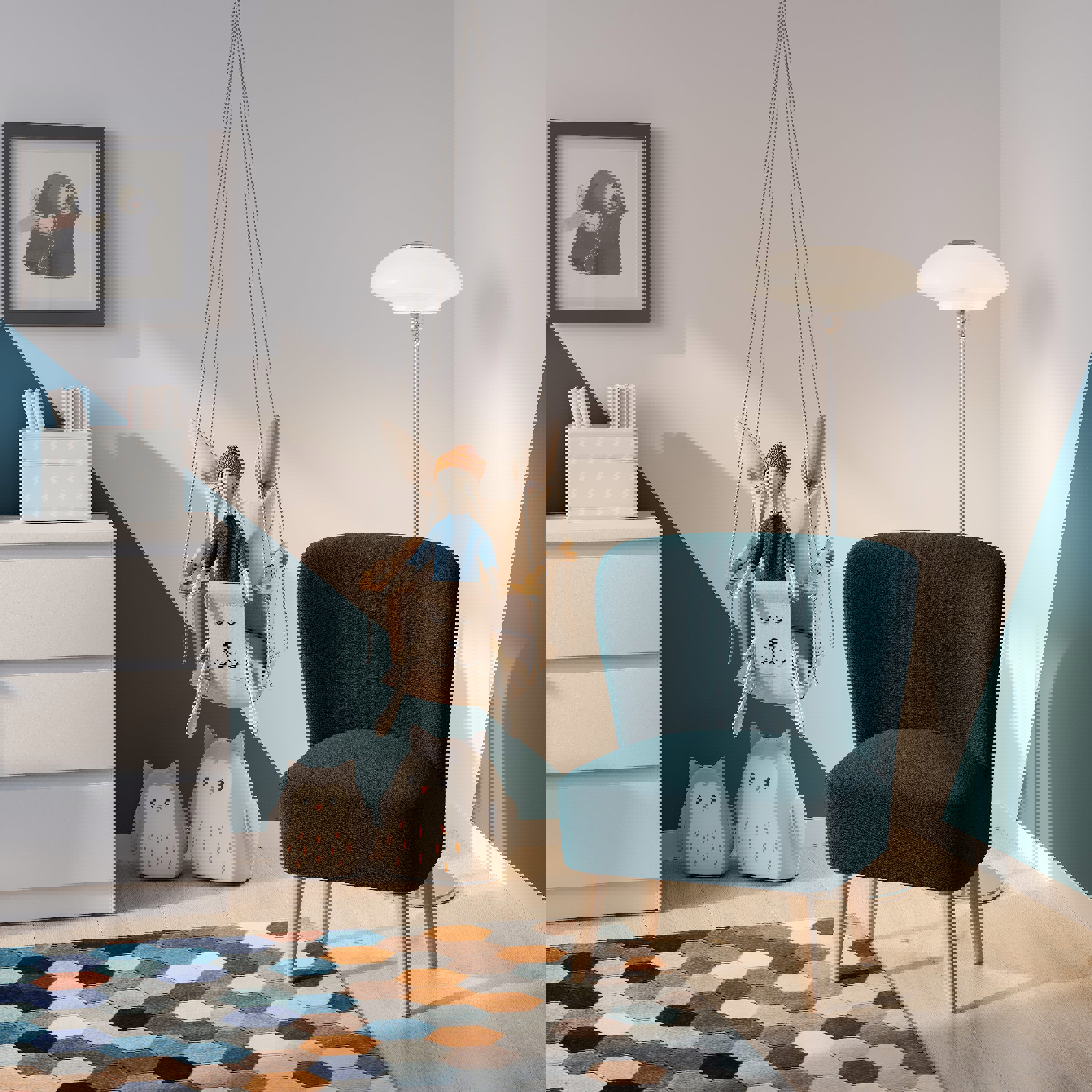 Изображение товара Мягкое кресло Гуд Лакк Унельма будуарное 73x47x47 см рогожка цвет сине-зеленый