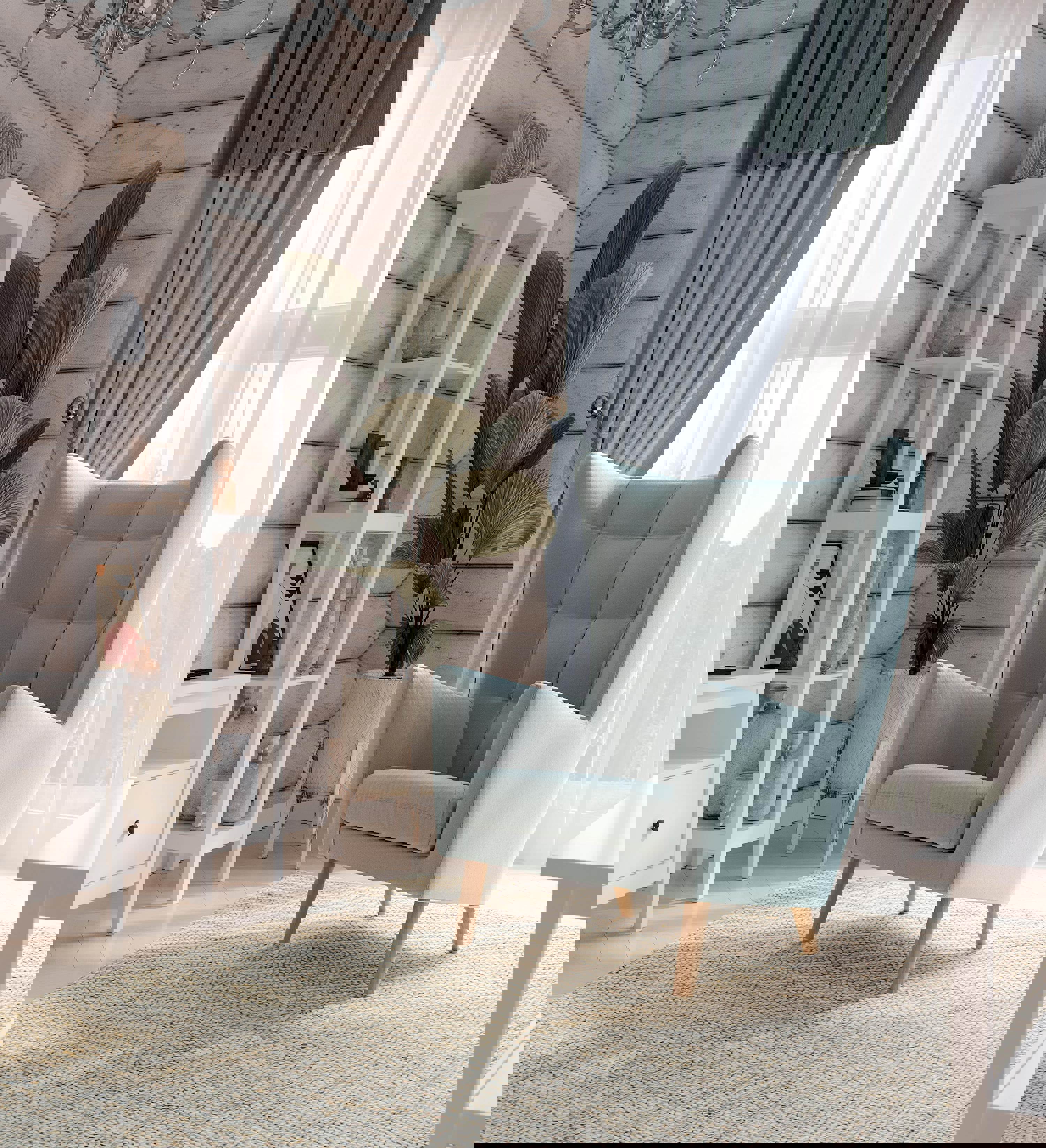 Изображение товара Кресло каминное Гуд Лакк Саари 84x1.8x52.5 см рогожка цвет мятный