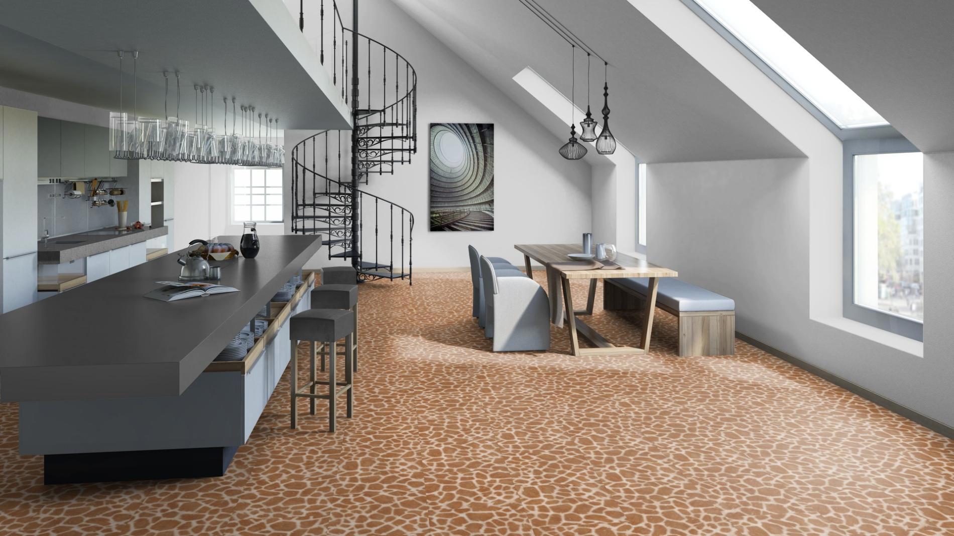 Изображение товара ПВХ плитка Tarkett Lounge Digi Edition Benny DJ 43 класс, толщиной 3 мм, мраморный рисунок