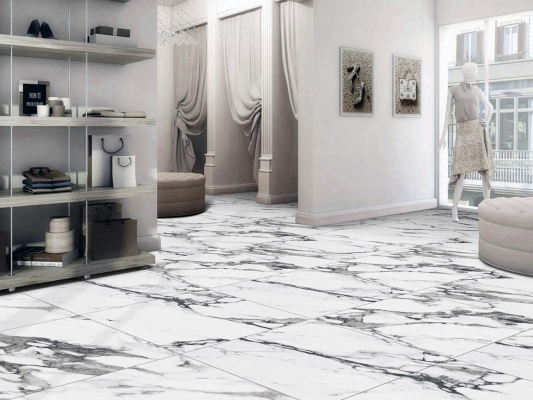 Изображение товара Керамогранит Primavera PR127 60x60 см бело-черный мраморный эффект для пола и стен