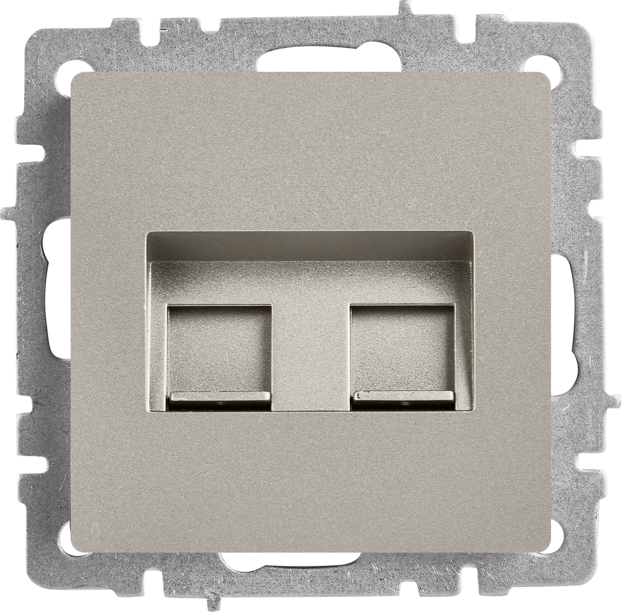 Изображение товара Компьютерная розетка двойная встраиваемая IEK Brite РК10-2-БрС RJ45 UTP cat 5e цвет сталь