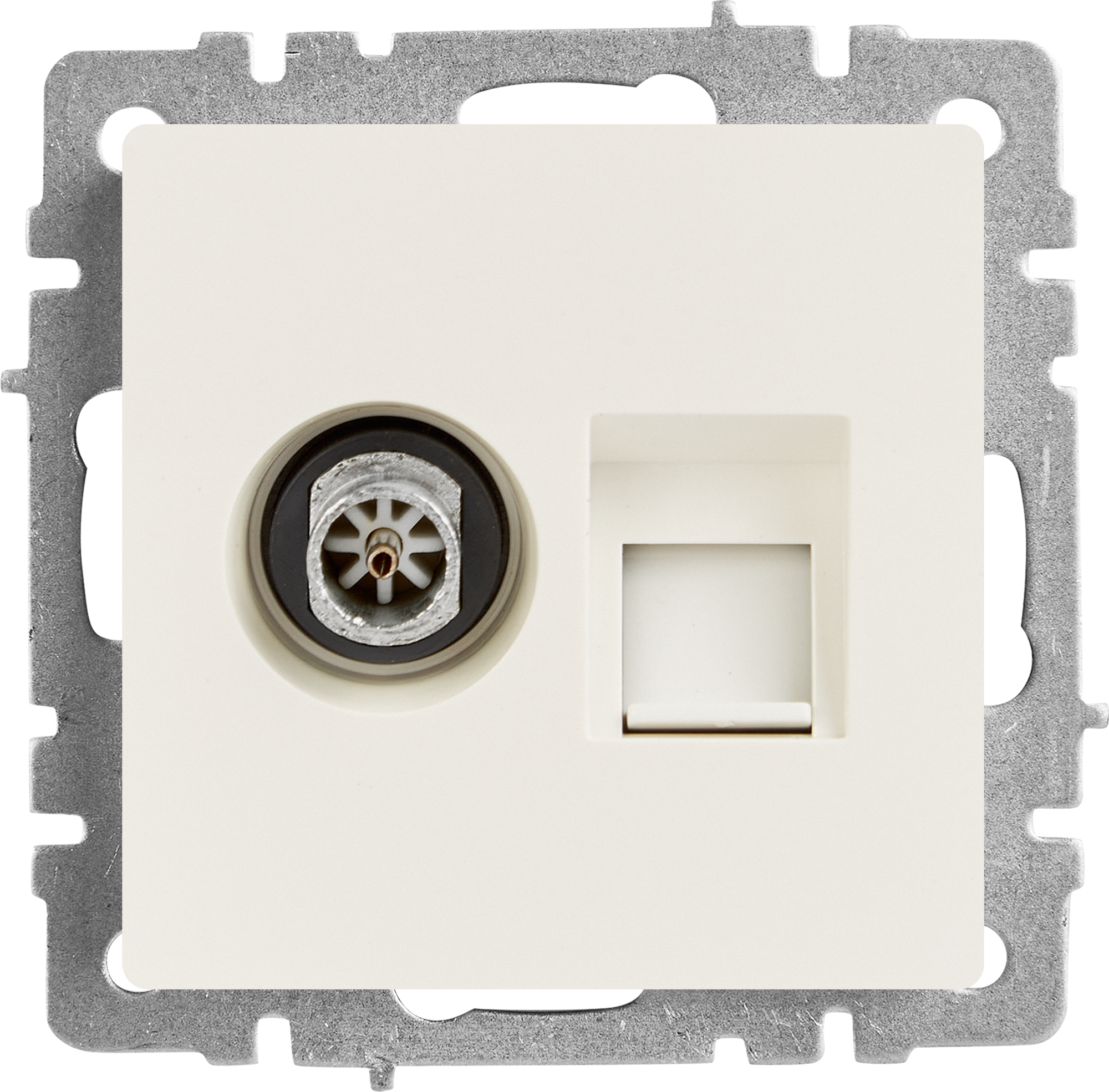 Изображение товара Розетка TV двойная встраиваемая IEK Brite РТВ/РК12-БрБ RJ45 цвет белый