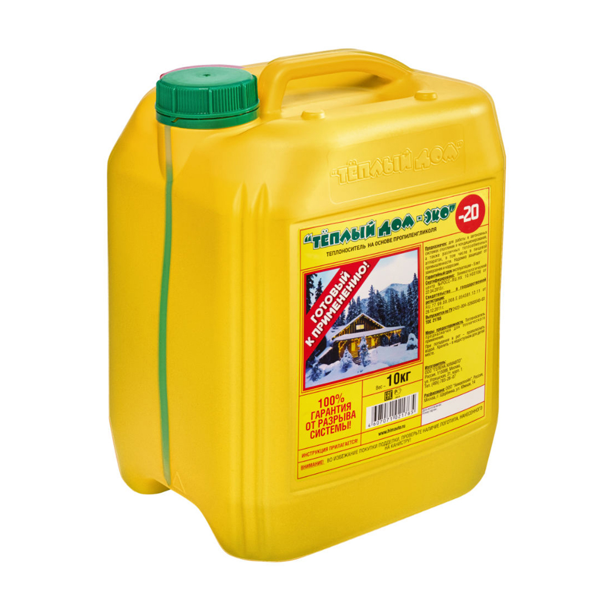 Изображение товара Теплоноситель Теплый дом Эко 259809 -60°C 10 кг пропиленгликоль для систем отопления