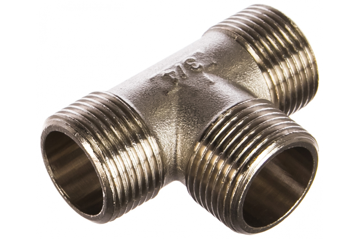 Изображение товара Тройник латунь 3/4"x3/4"x3/4" с никелированным покрытием для водопровода и газовых систем