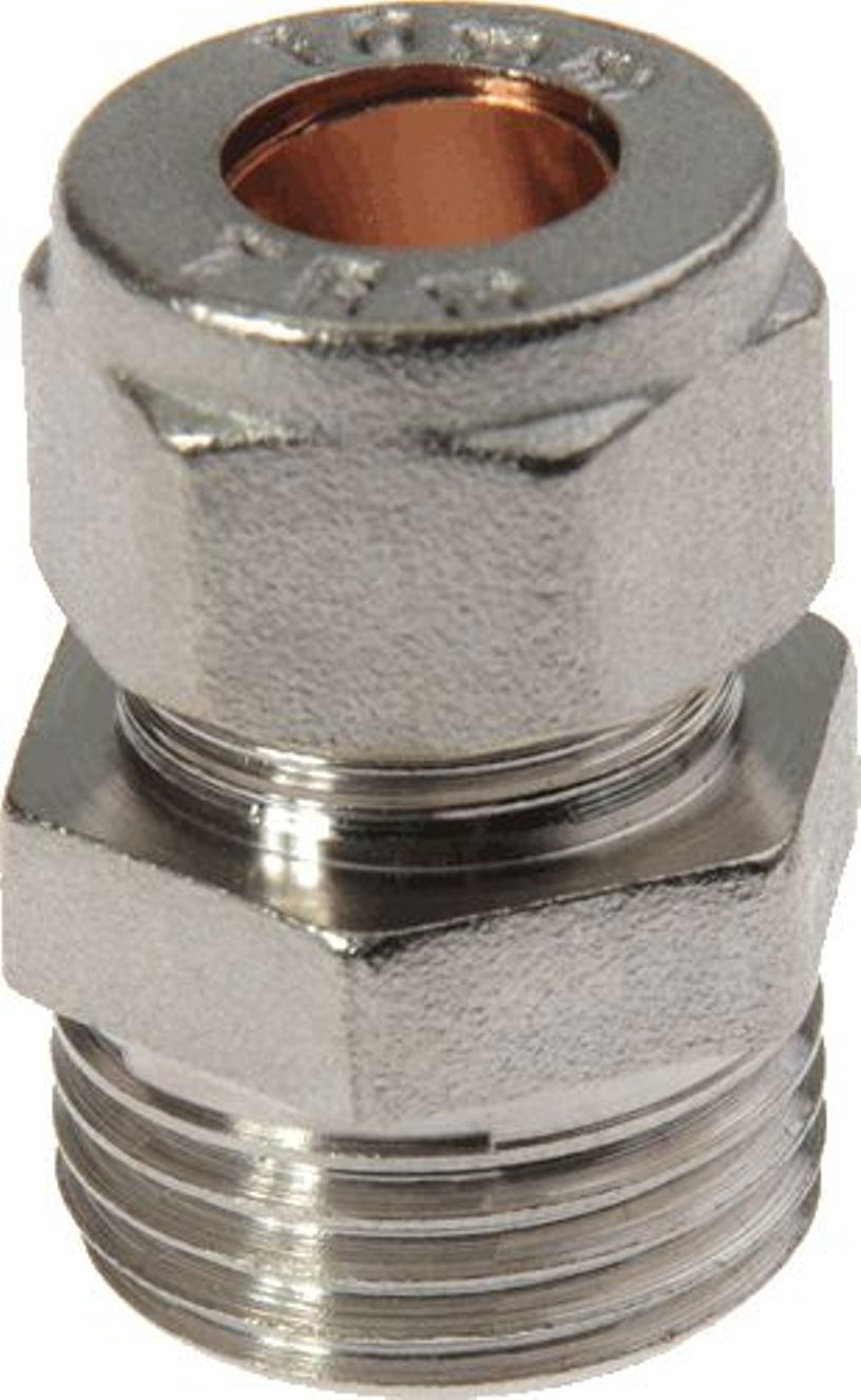 Изображение товара Ниппель Terma 3/8x3/8 ВР-НР латунь никелированный для водопровода и газовых систем