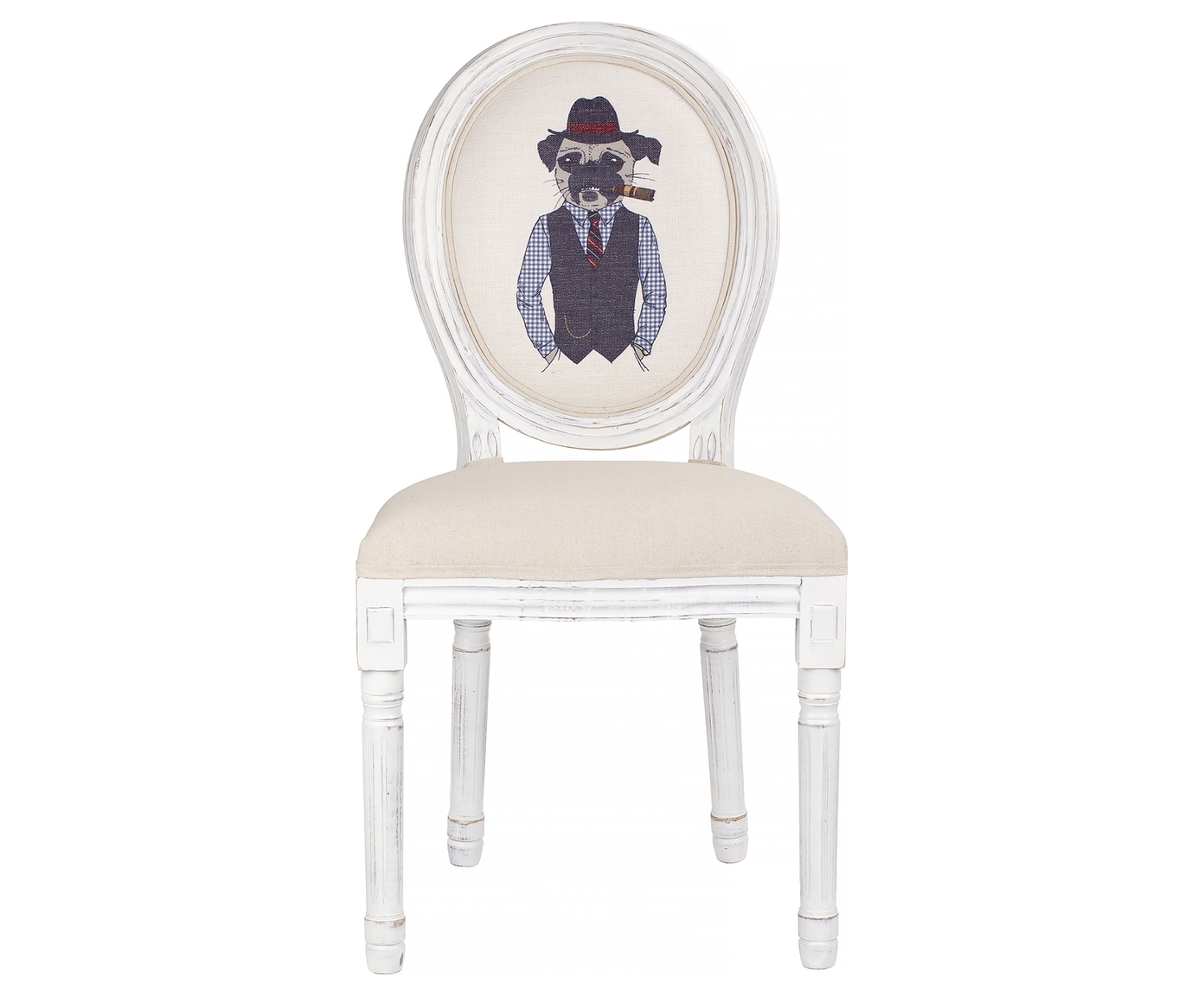 Изображение товара Стул Гласар Собака с сигарой белый бежевый классический дизайн