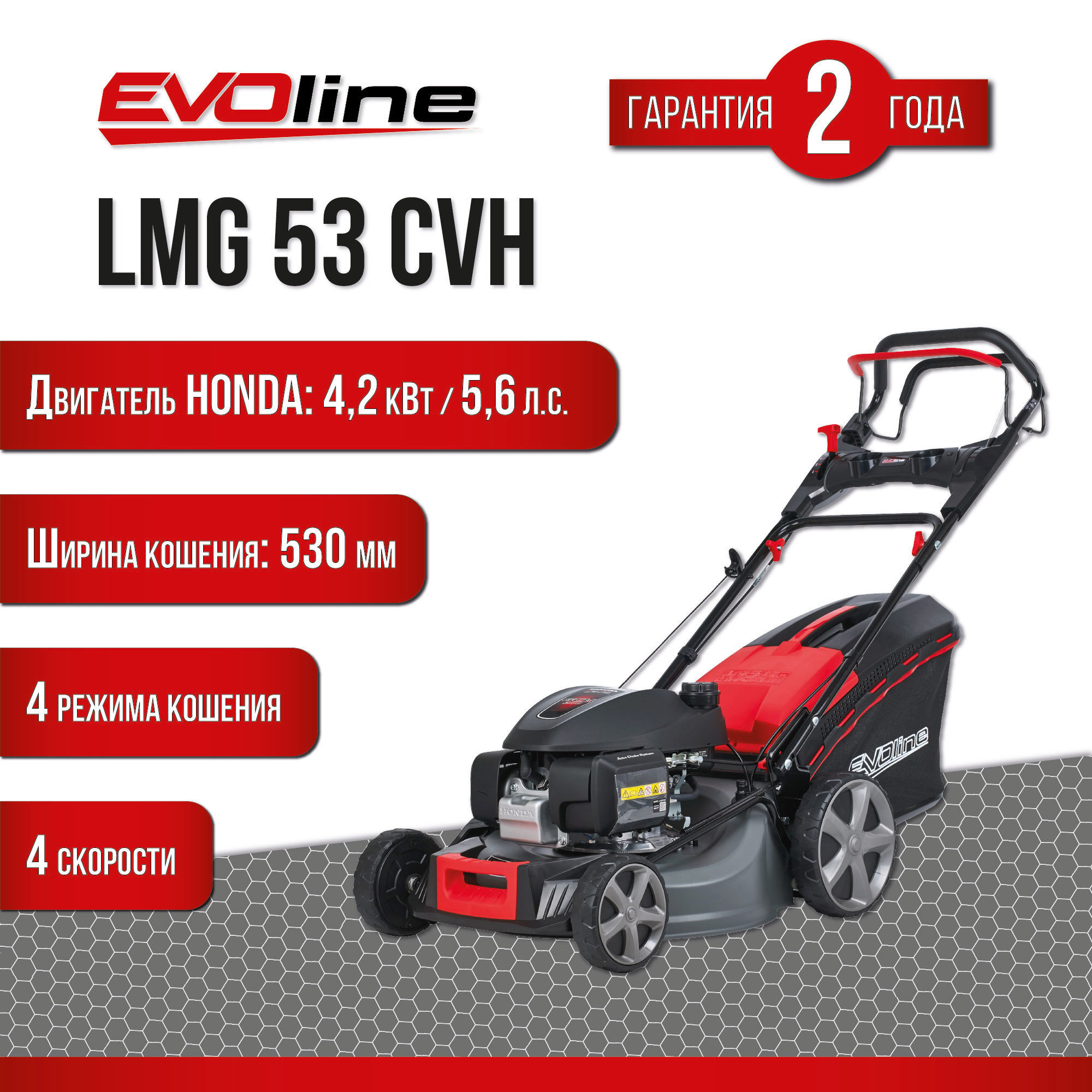 Изображение товара Газонокосилка бензиновая самоходная Evoline LMG 53 CVH