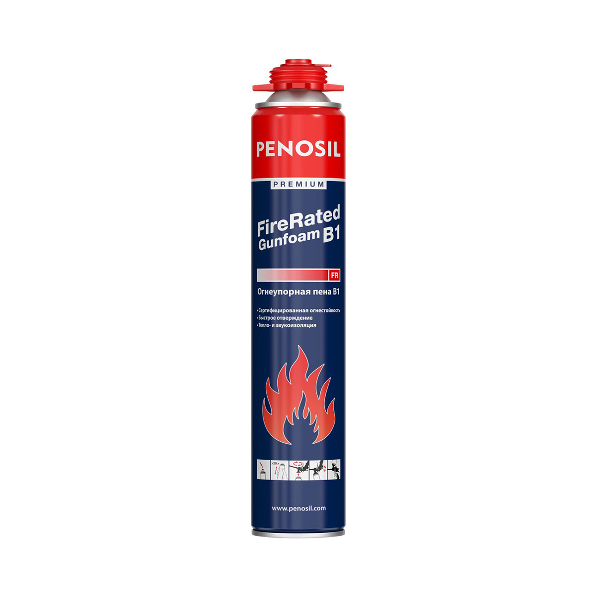 Изображение товара Пена монтажная бытовая аэрозольная Penosil 218912 fire resistant пистолетная 45 л Изображение товара Пена монтажная бытовая аэрозольная Penosil 218912 fire resistant пистолетная 45 л