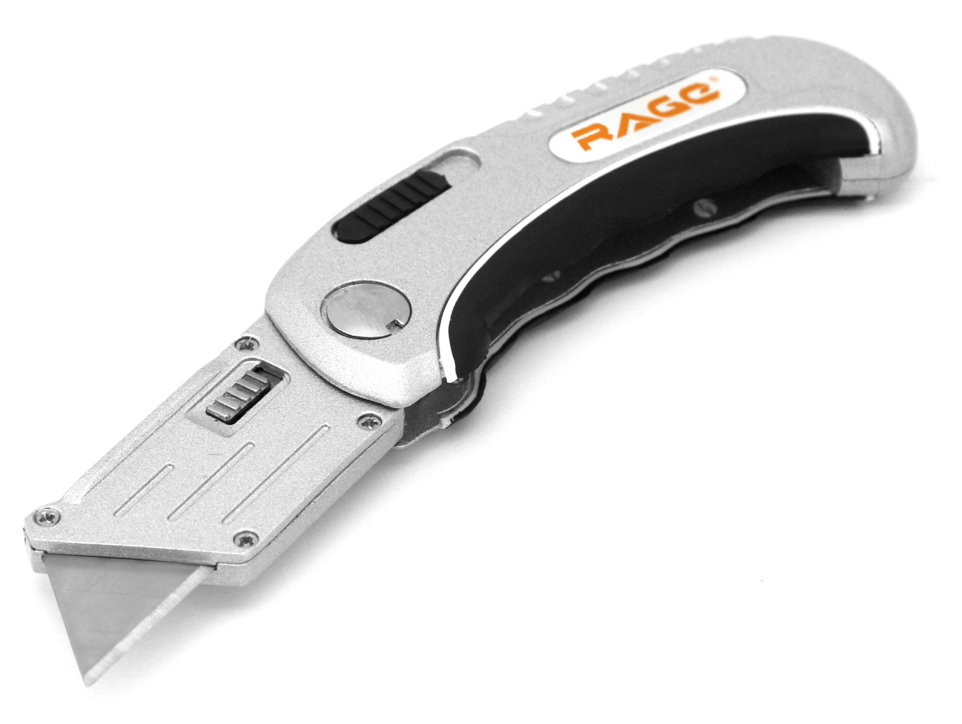 Изображение товара Строительный складной нож Rage 19 мм с лазерной заточкой и защитным чехлом