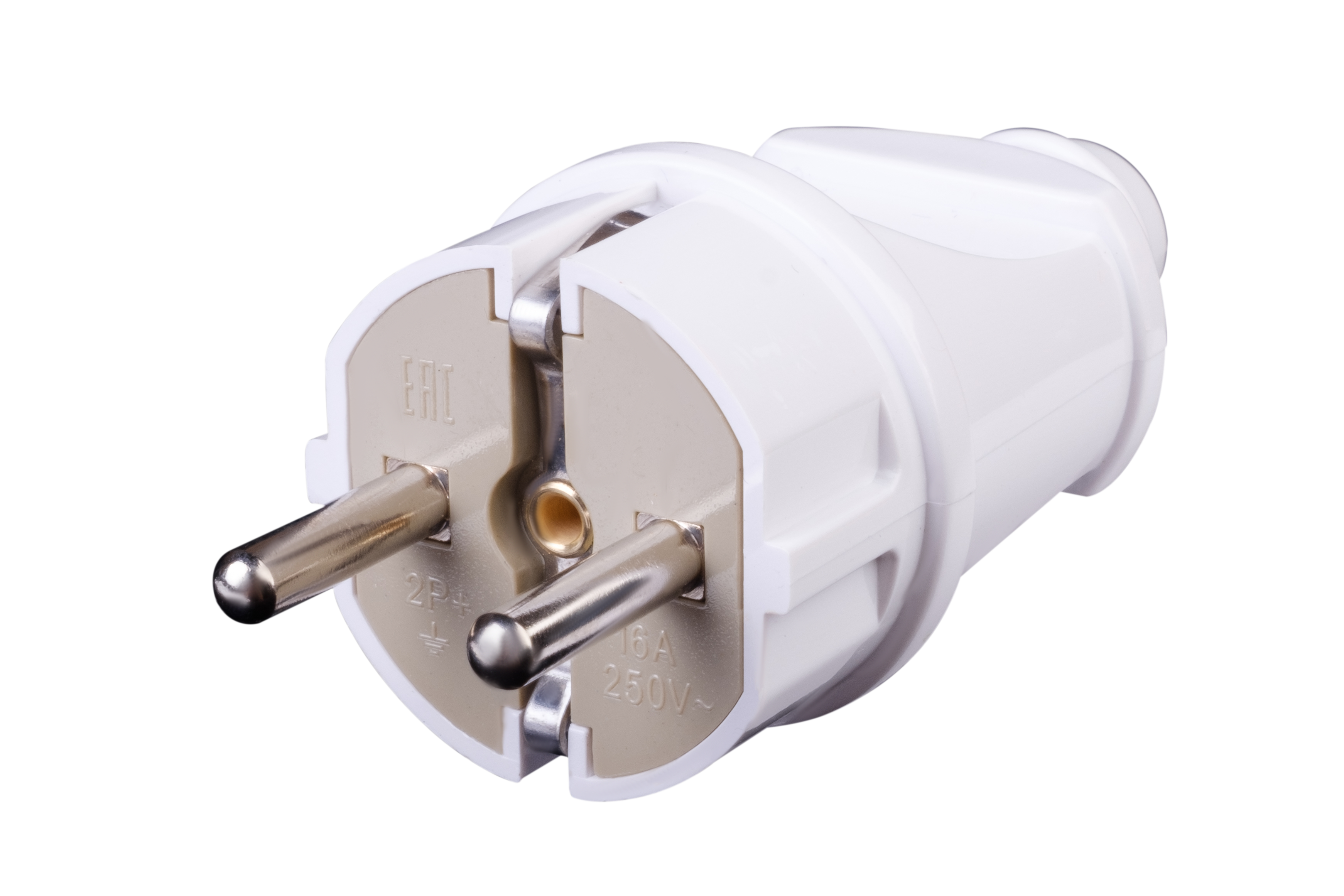 Изображение товара Вилка прямая Duwi с заземлением 16 А, 250 В, белая, IP20