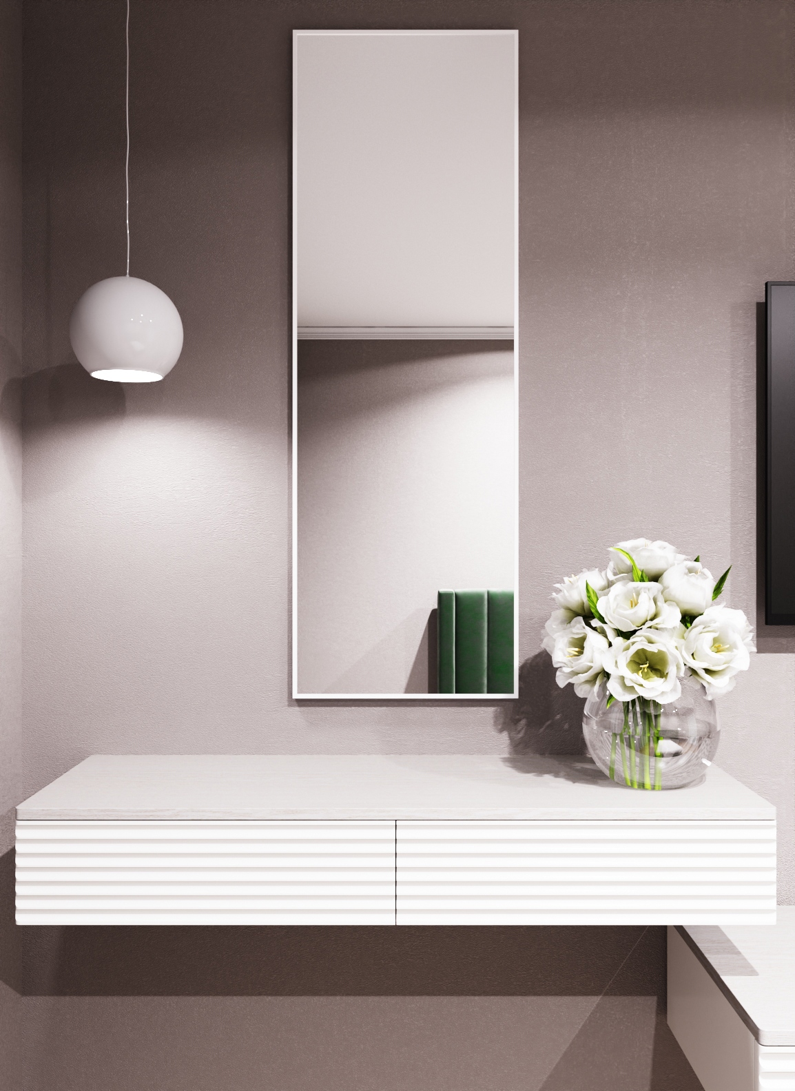 Зеркало интерьерное в алюминиевой раме настенное ONE Mirror 130x40 см ...