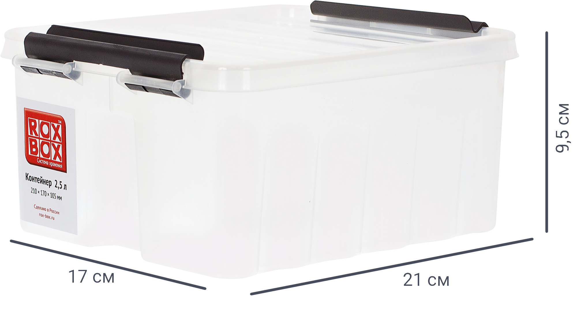 Контейнер Rox Box 21x17x9.5 см 2.5 л пластик с крышкой цвет прозрачный