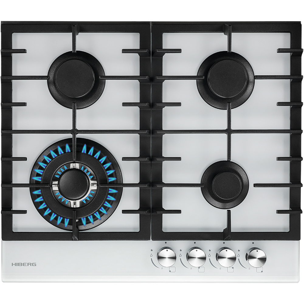 Изображение товара Газовая варочная панель Hiberg VM 60440 W 4 конфорки белая с безопасностью