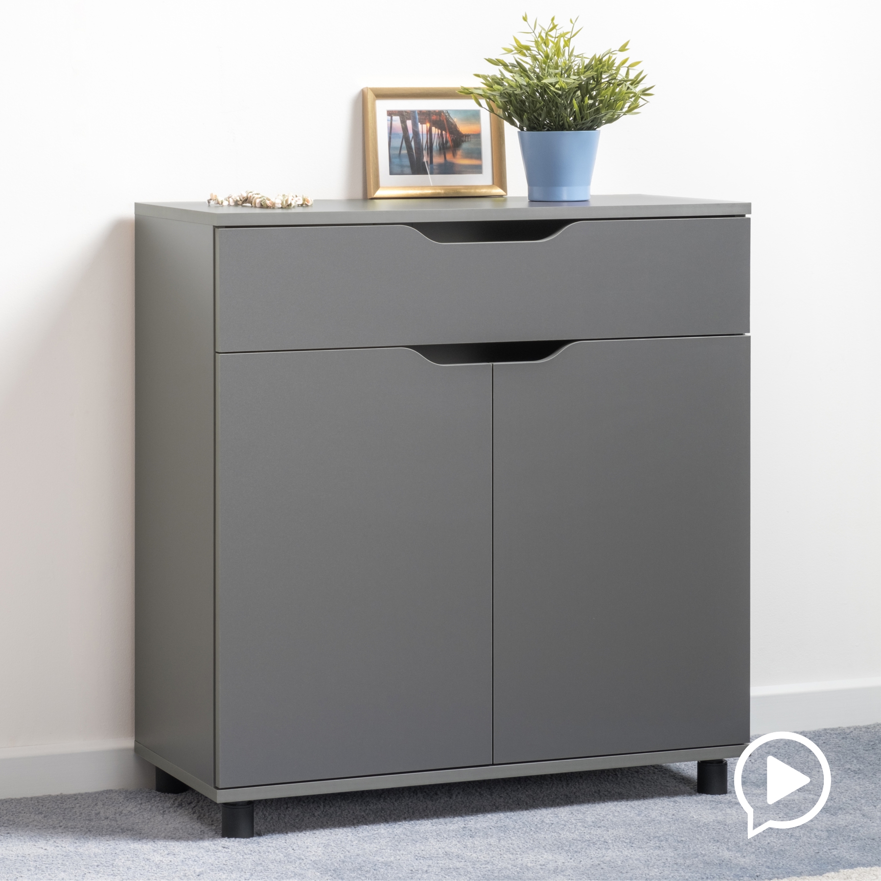 Изображение товара Комод Моби Мо.км.13.296.00.00.00 1 ящик 75x35.1x80 см ЛДСП цвет серый