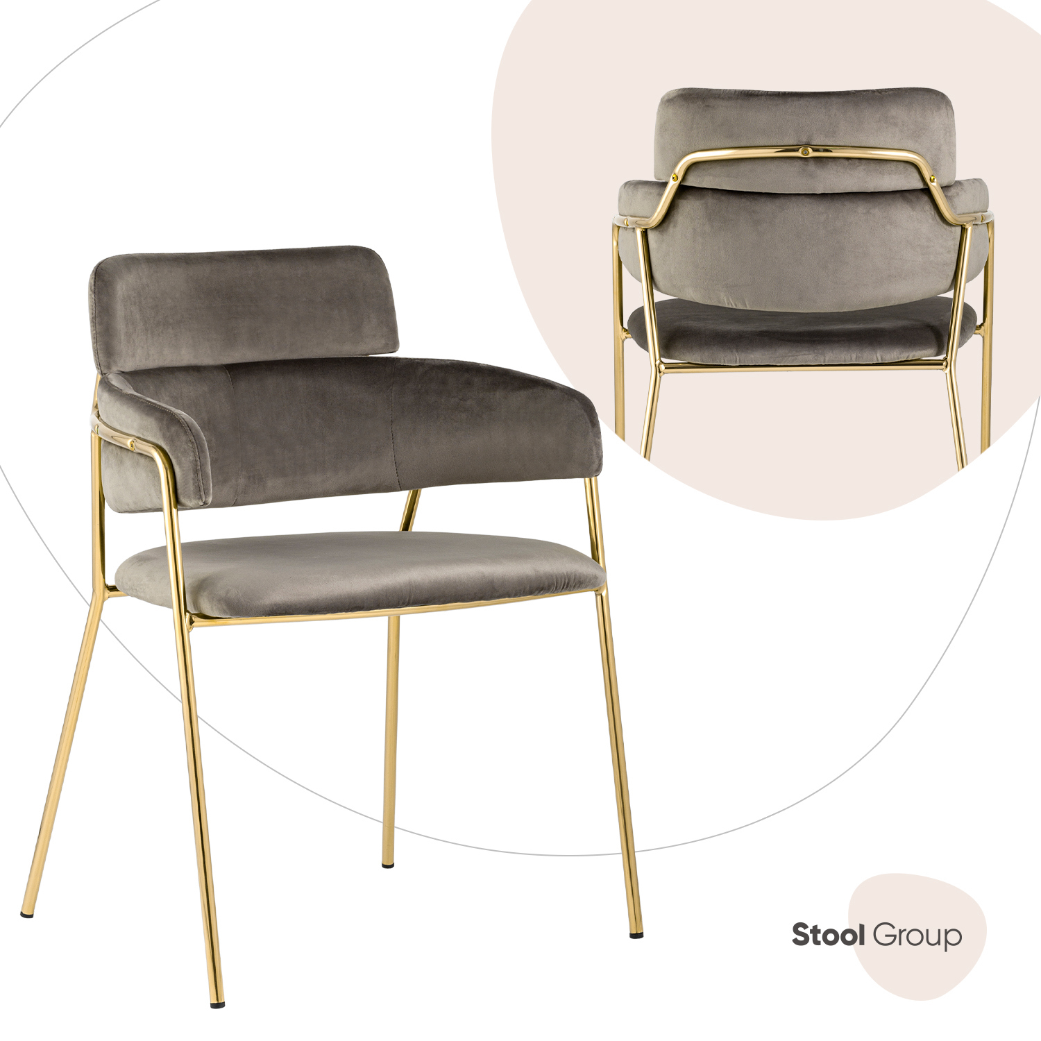 Изображение товара Стул кухонный Полин 79x53x59 см велюр коричневый металлический каркас