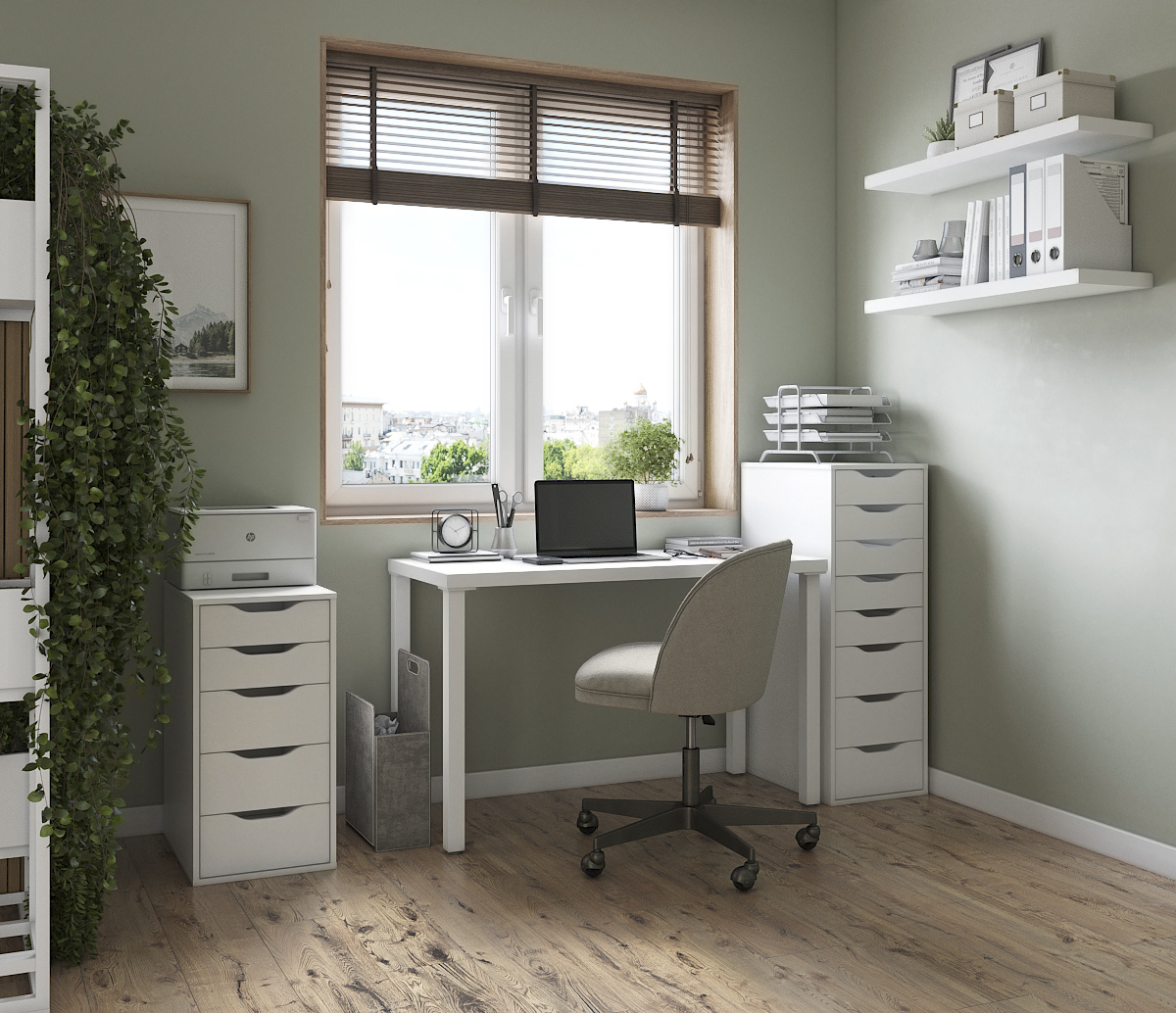 Изображение товара Комод Гуд Лакк Ингар 8 ящиков белый 102x36x53 см из ДСП скандинавский стиль