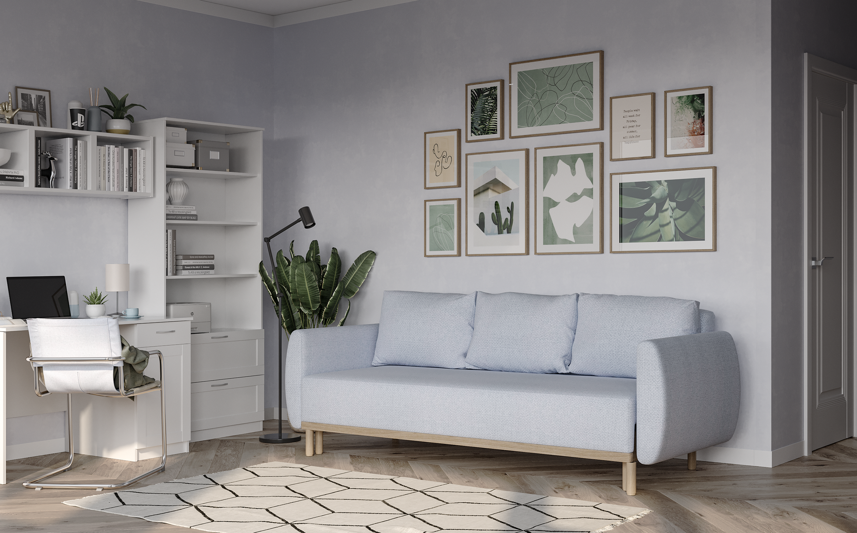 Изображение товара Диван кровать Гуд Лакк Тулисия 231x87x90 см рогожка цвет светло-голубой